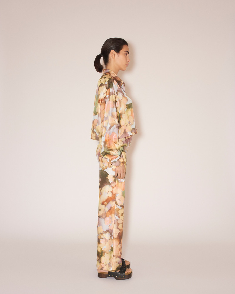 MOREEN - Twill silk point-collar jacket - Watercolor 4