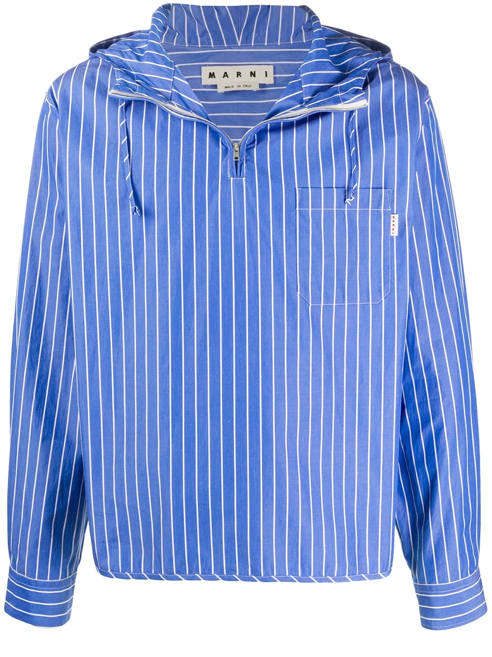 pinstriped hooded shirt - 1