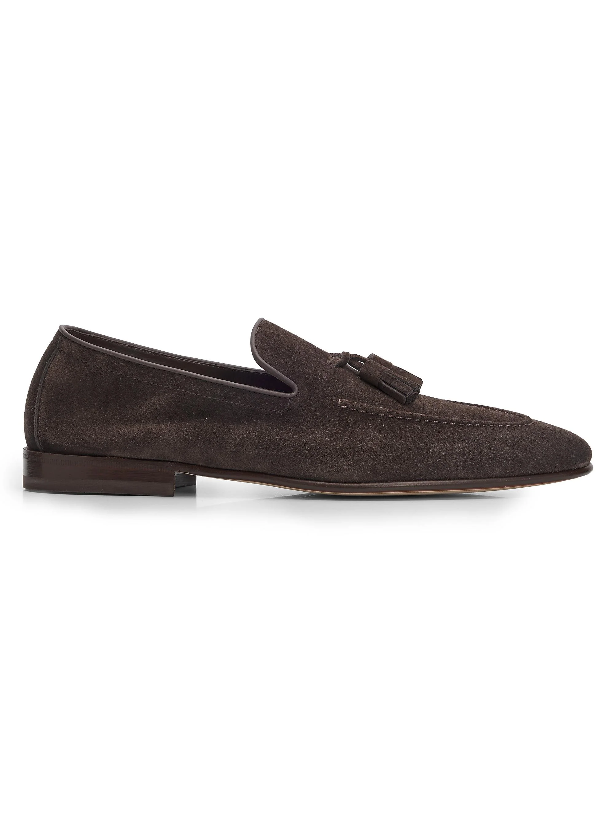 Men's Almond Toe Suede Loafers - Brown - 1