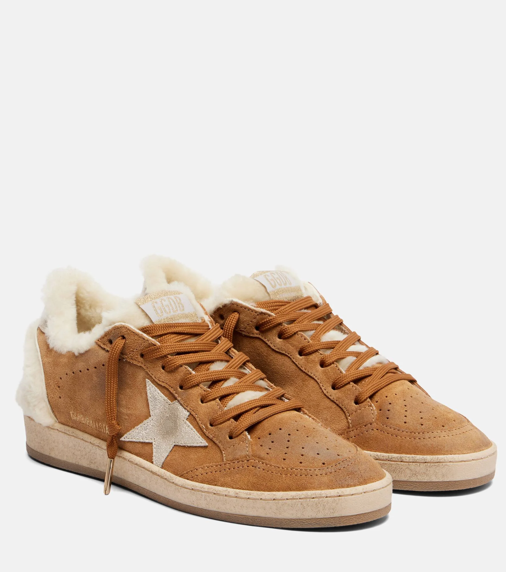 Ball Star shearling-trimmed suede sneakers - 1