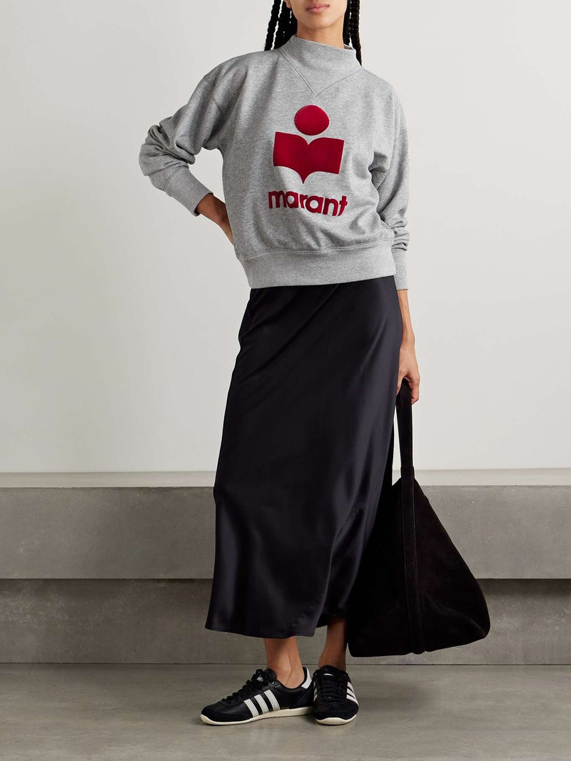 Isabel Marant Étoile Moby flocked cotton-blend jersey sweatshirt Gray outlook