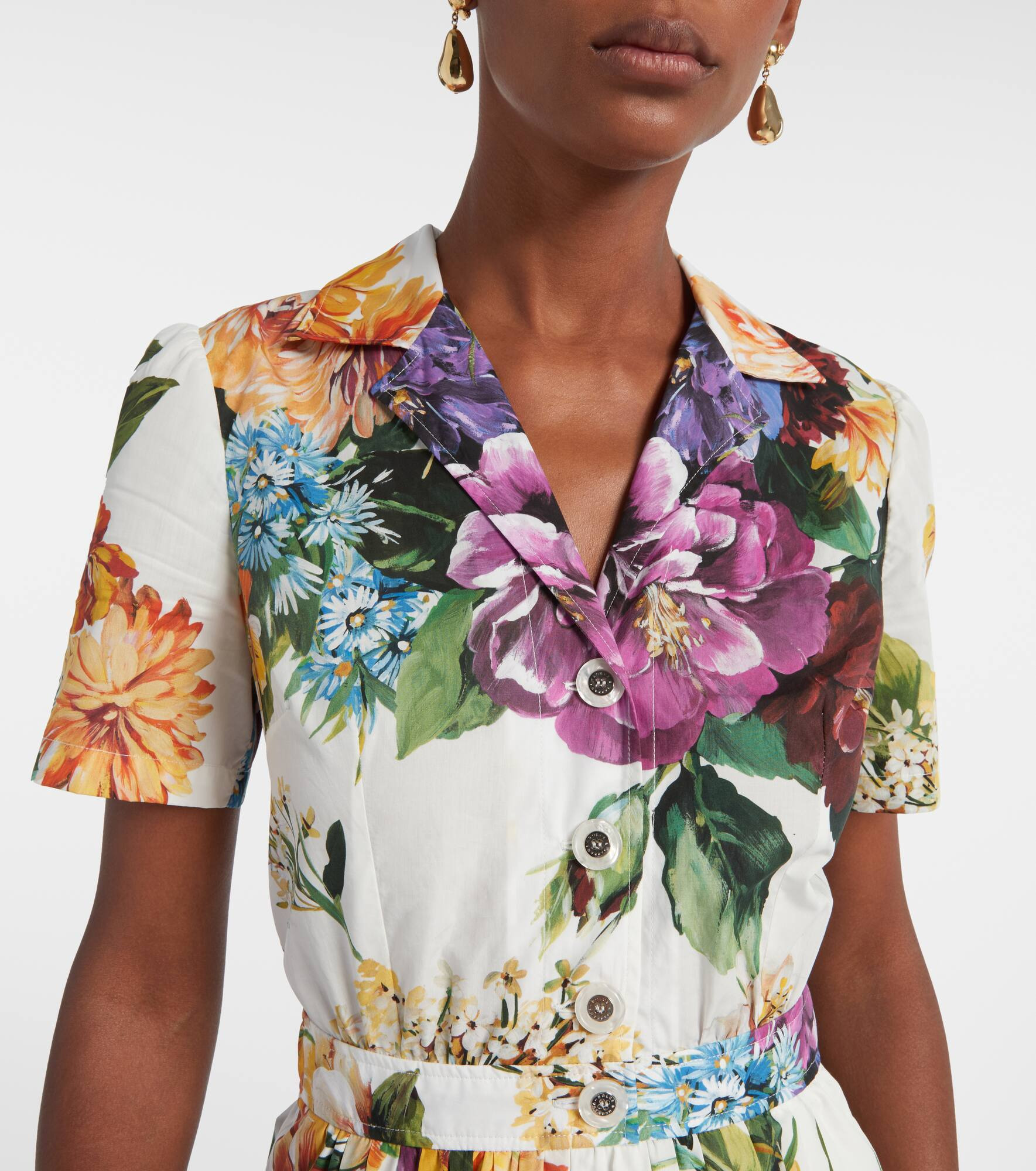 Floral cotton poplin shirt dress - 4