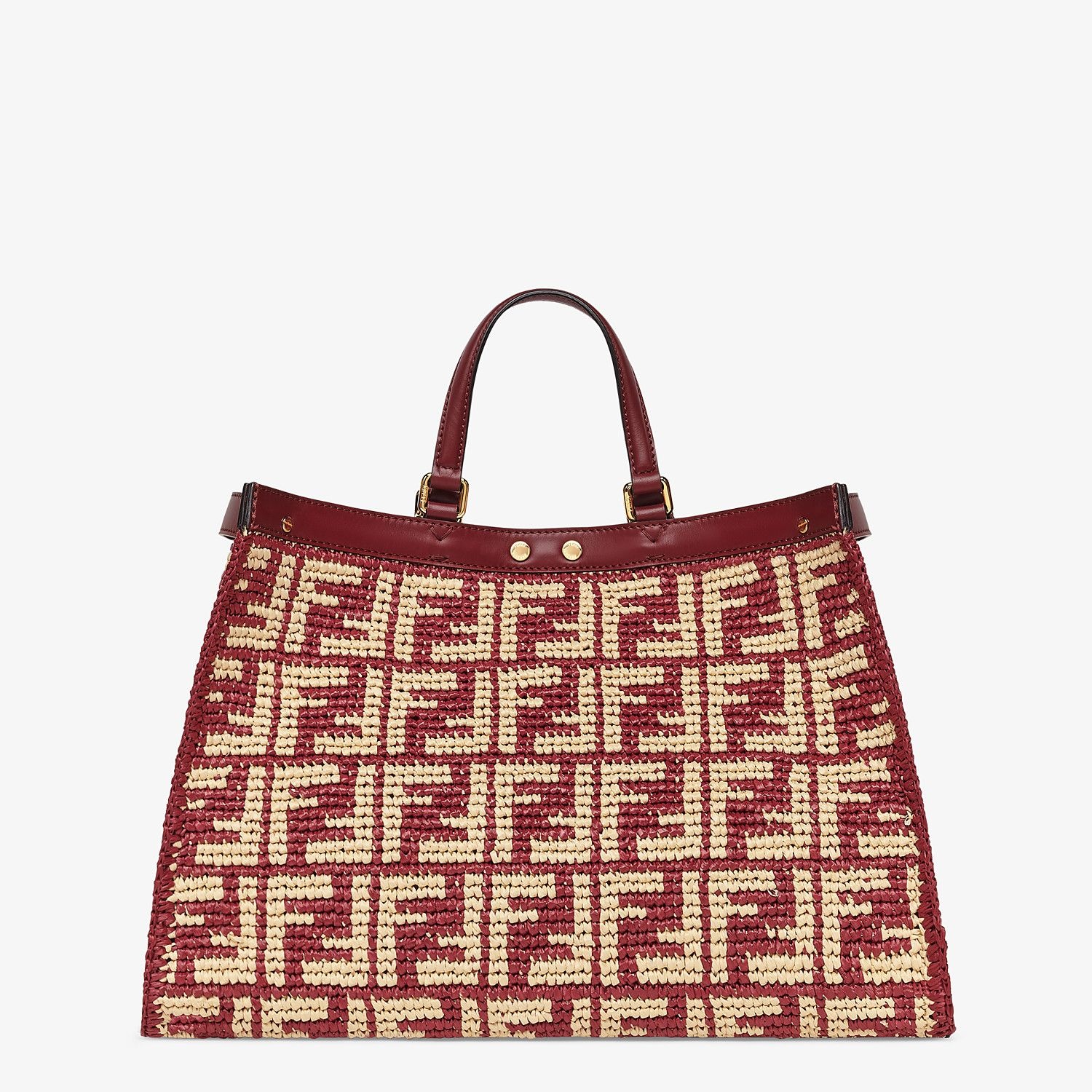 Burgundy FF raffia bag - 4