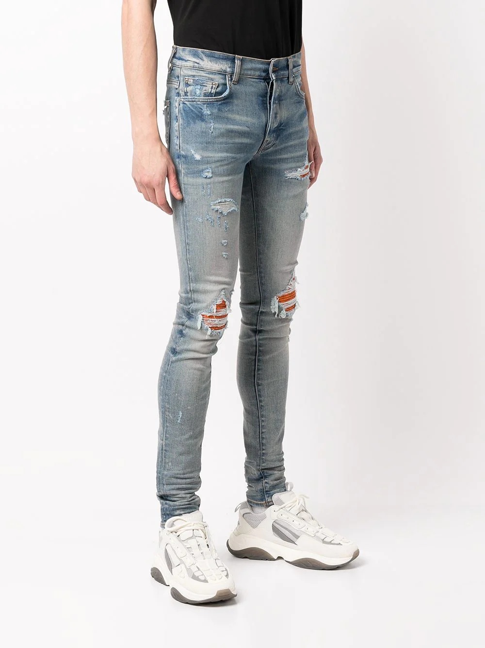 distressed skinny-cut jeans - 3