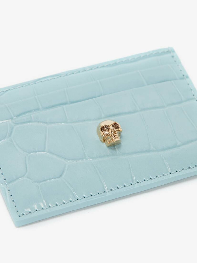 Alexander McQueen Skull Card Holder in Light Blue outlook