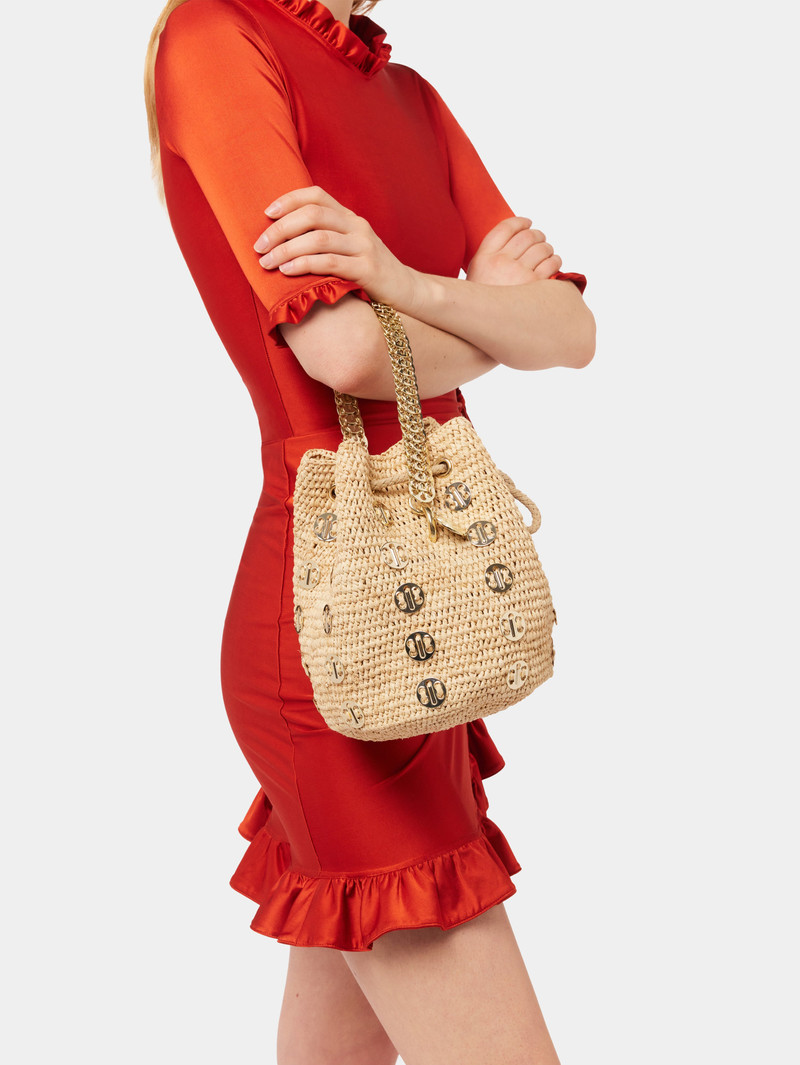 BEIGE 1969 RAFFIA BUCKET BAG 3