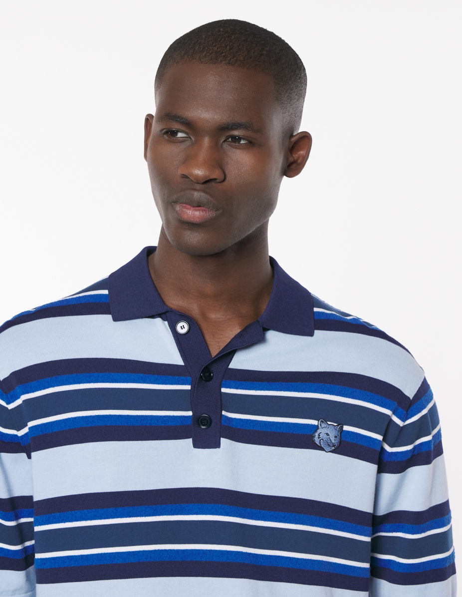 BOLD FOX HEAD PATCH FINE GAUGE STRIPED POLO - 4
