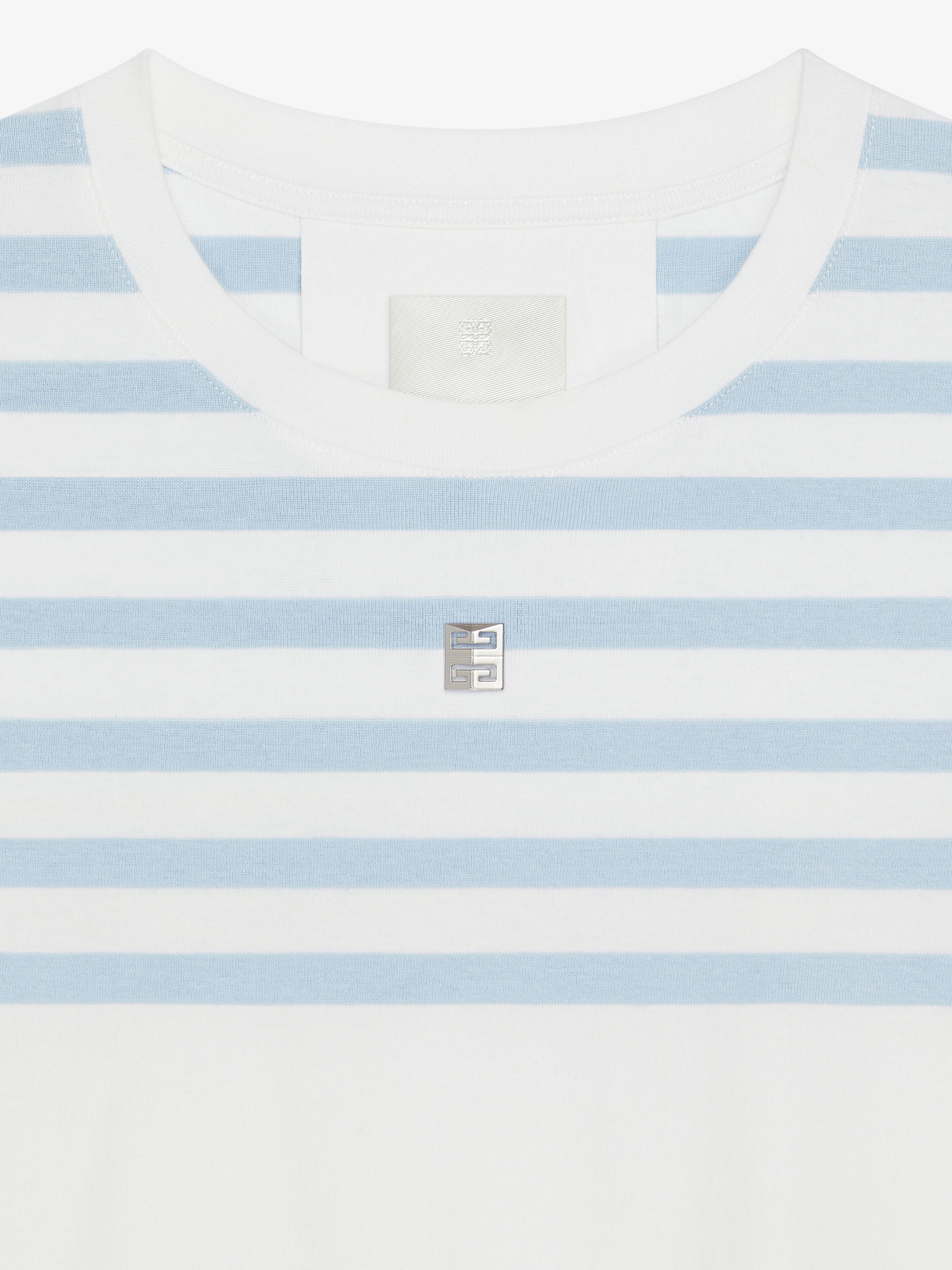 STRIPED CROPPED T-SHIRT IN COTTON 4G DETAIL - 5