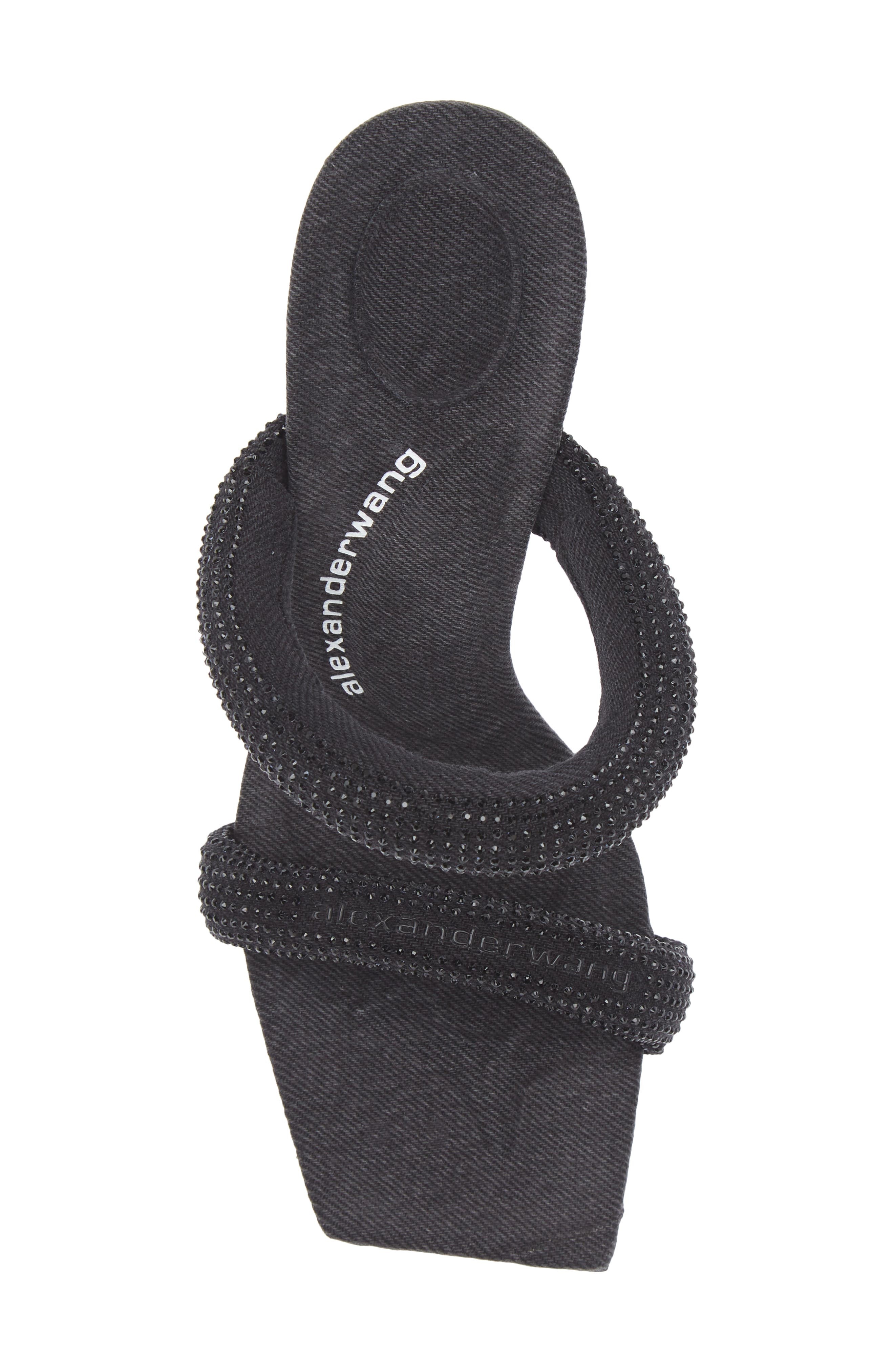 Alexander Wang Julie Tubular Crystal Embellished Slide Sandal in Washed Black at Nordstrom - 5