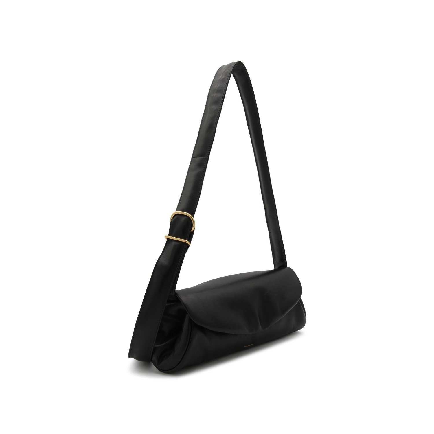 BLACK LEATHER CANNOLO SHOULDER BAG - 2