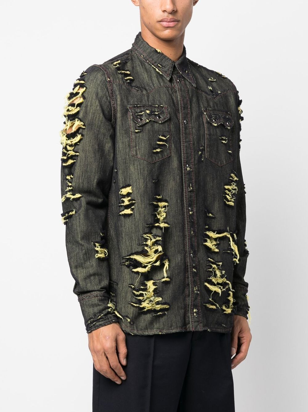 distressed denim shirt - 3