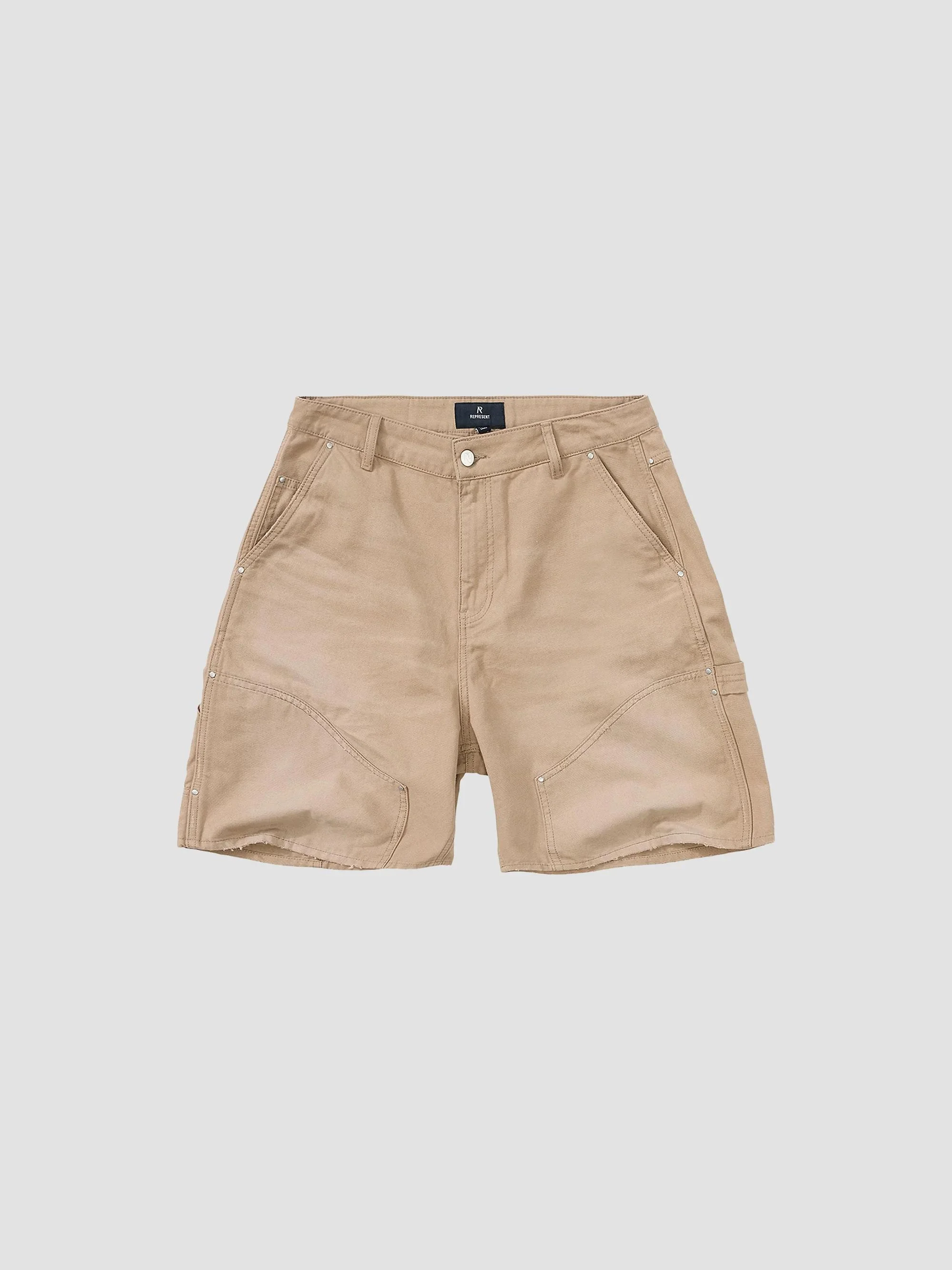 Men's Carpenter Cotton Shorts - Beige - 1