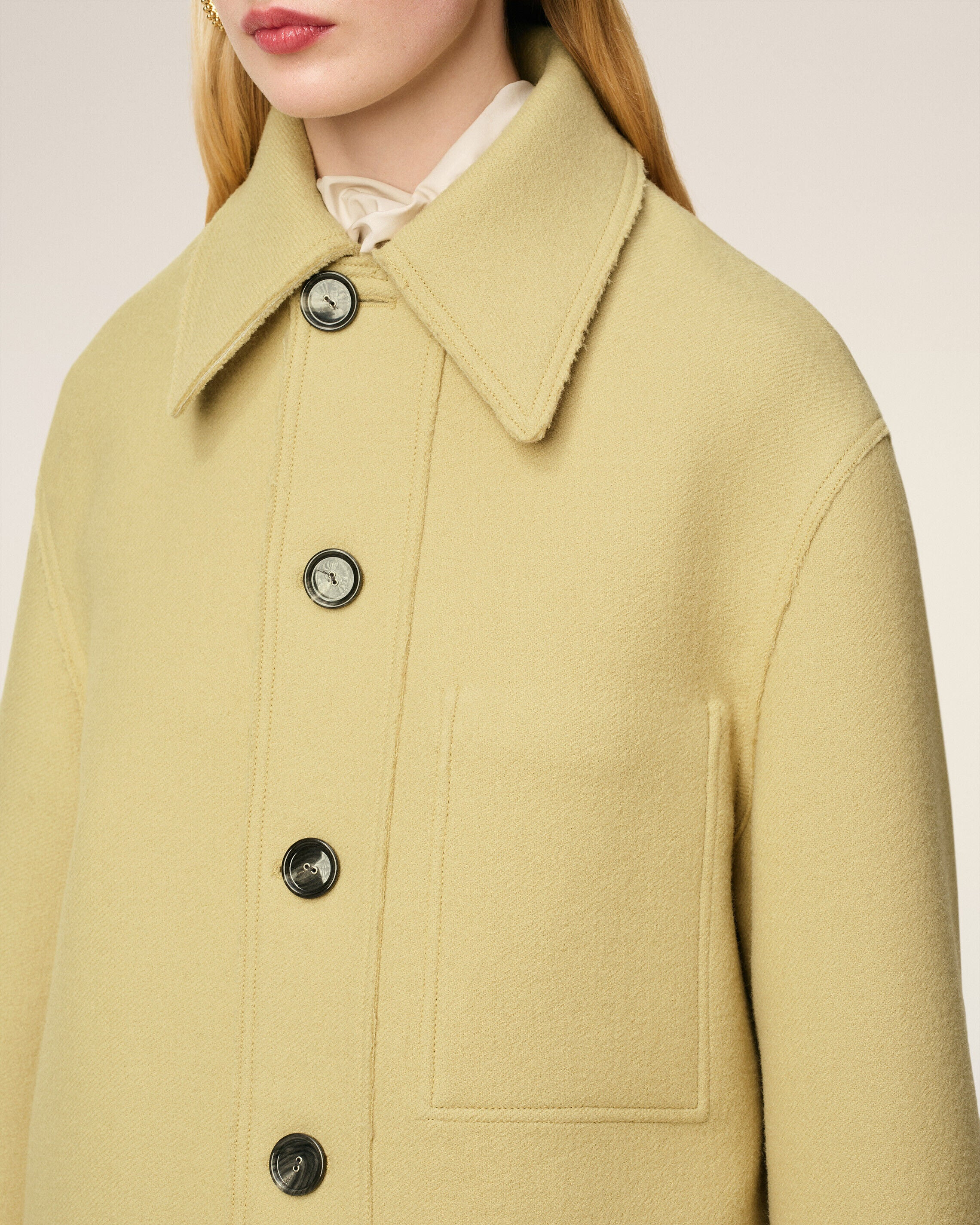 GREEN WOOL BUTTONED JACKET - 4