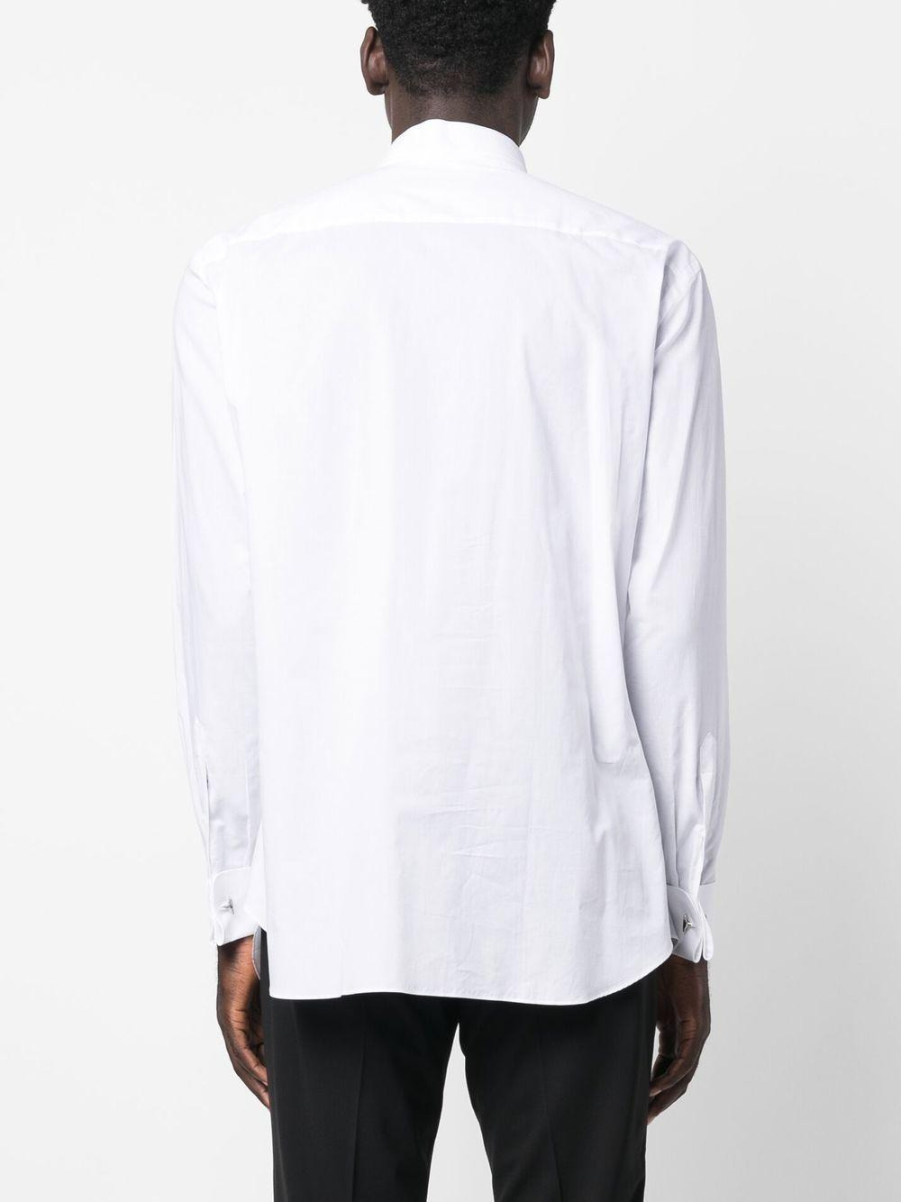 White 'Essential' evening shirt in cotton with front plastron detail and Barron collar. - 2