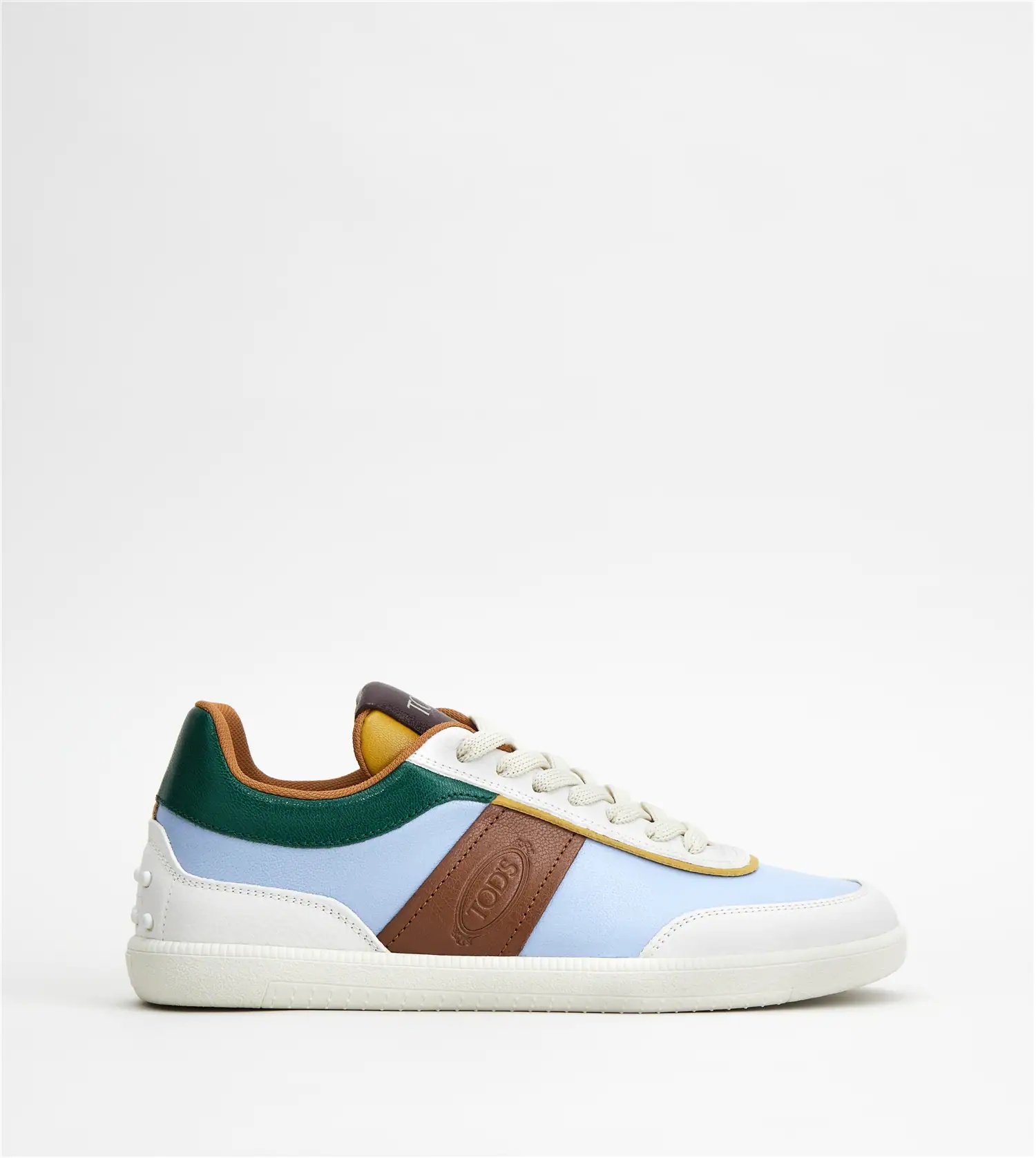 TOD'S TABS SNEAKERS IN LEATHER - LIGHT BLUE, BROWN, GREEN - 1