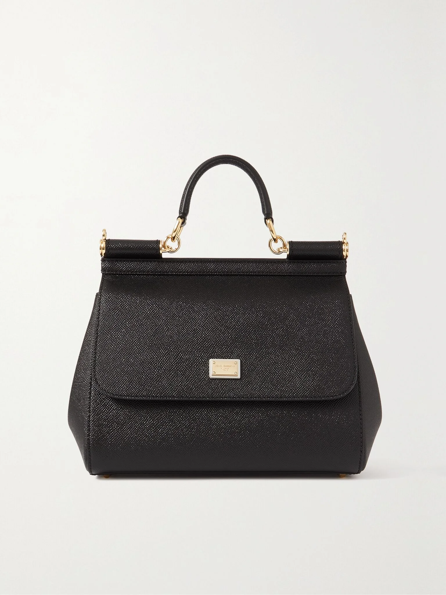 Sicily medium textured-leather tote Black - 1
