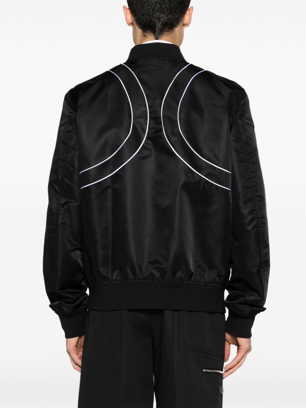 piped-trim zip-up bomber jacket - 4