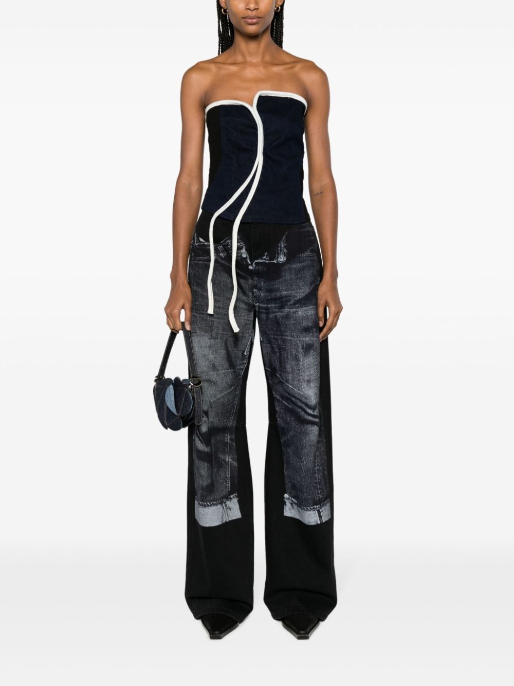 Triple panelled denim corset - 2