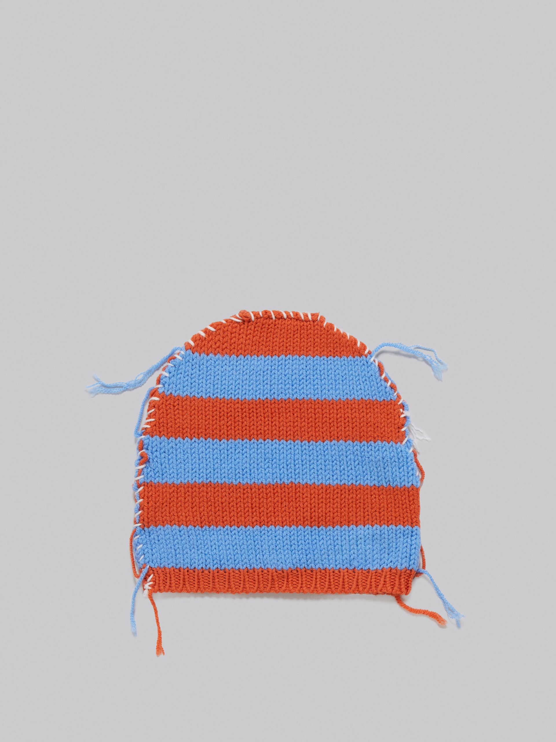 KNITTED WOOL BALACLAVA WITH BLUE AND ORANGE STRIPES - 2