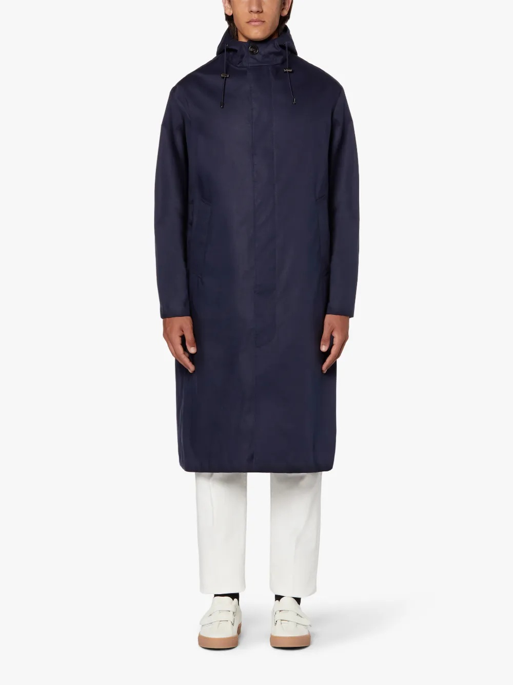 WOLFSON NAVY RAINTEC COTTON LONG HOODED COAT | GMC-110 - 2