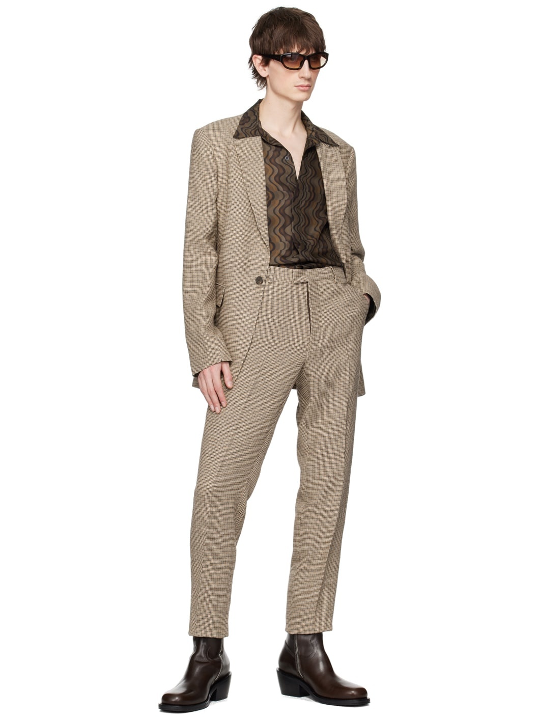 Tan Houndstooth Suit - 5