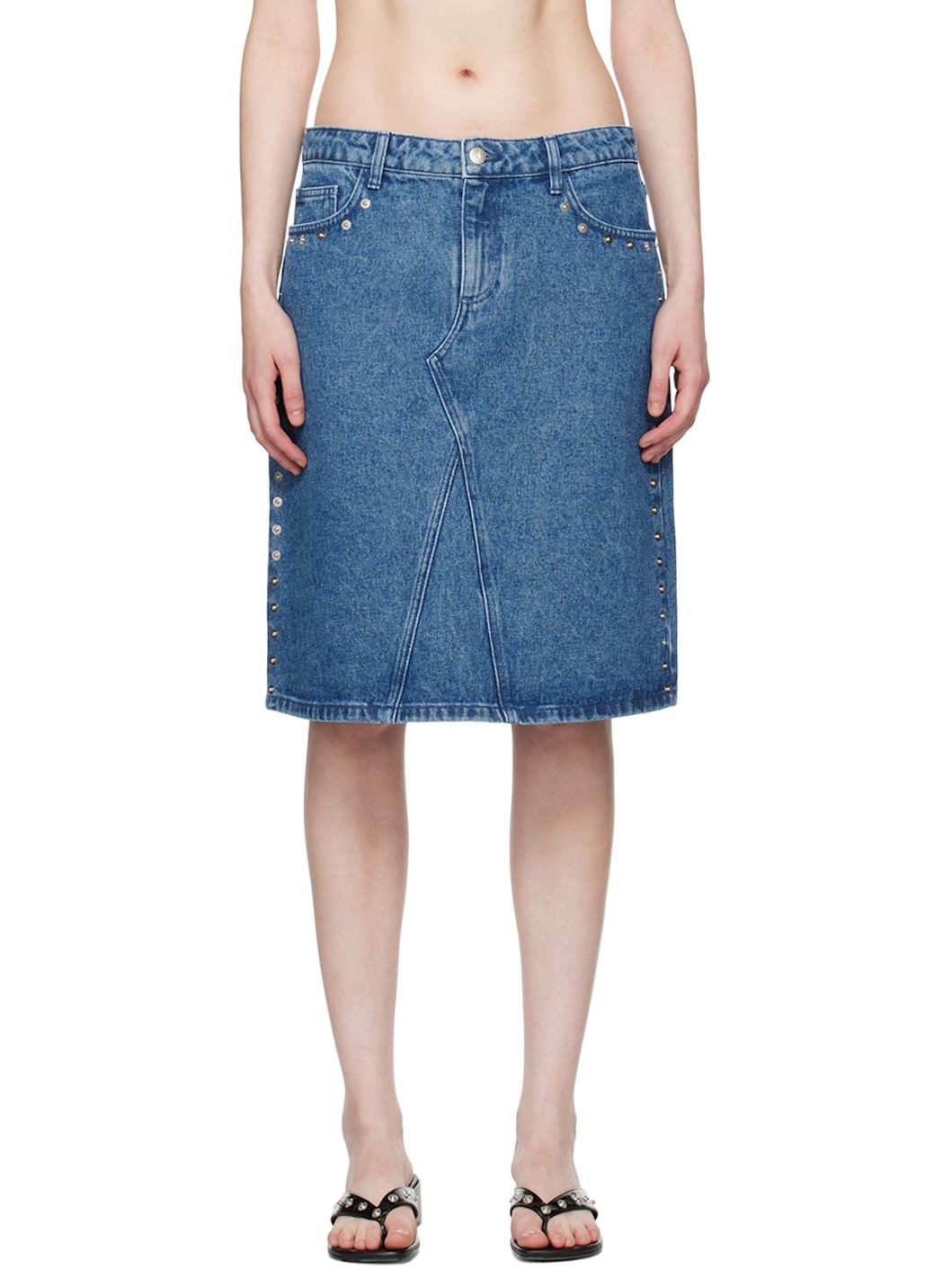 Blue Crowd Denim Midi Skirt - 1