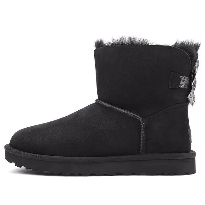 (WMNS) UGG Mini Bailey Bow II Exotic Boot 'Black' 1102972-BLK - 1