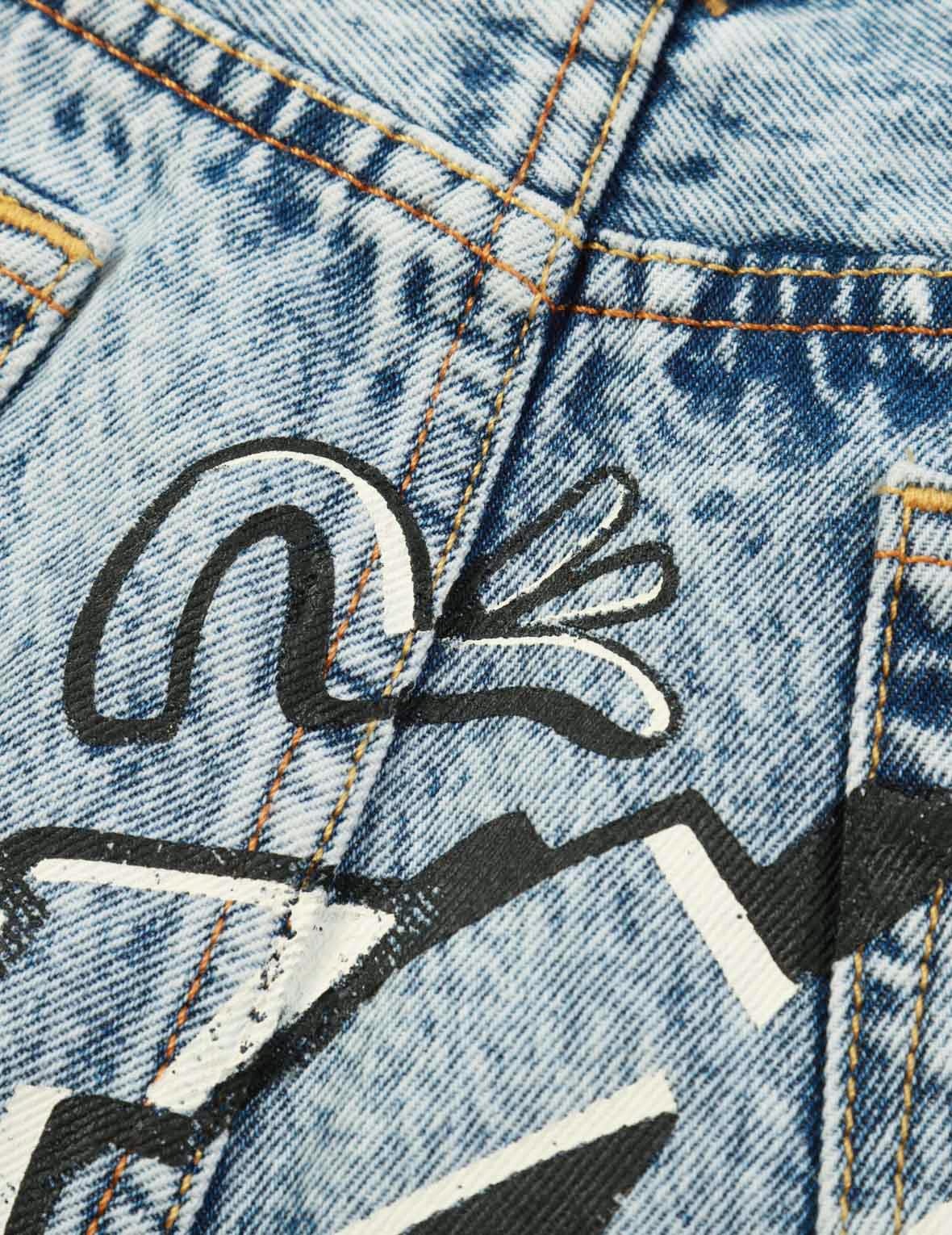 Graffiti Logo Detachable Wide-Leg Denim Jeans - 8