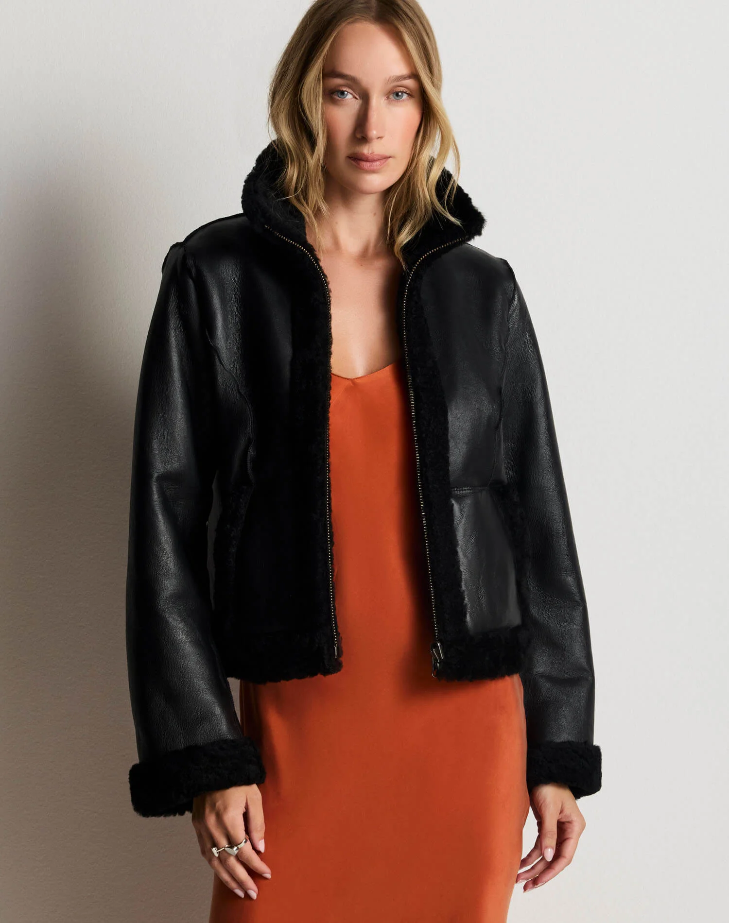 Camille Shearling Jacket - Black - 1