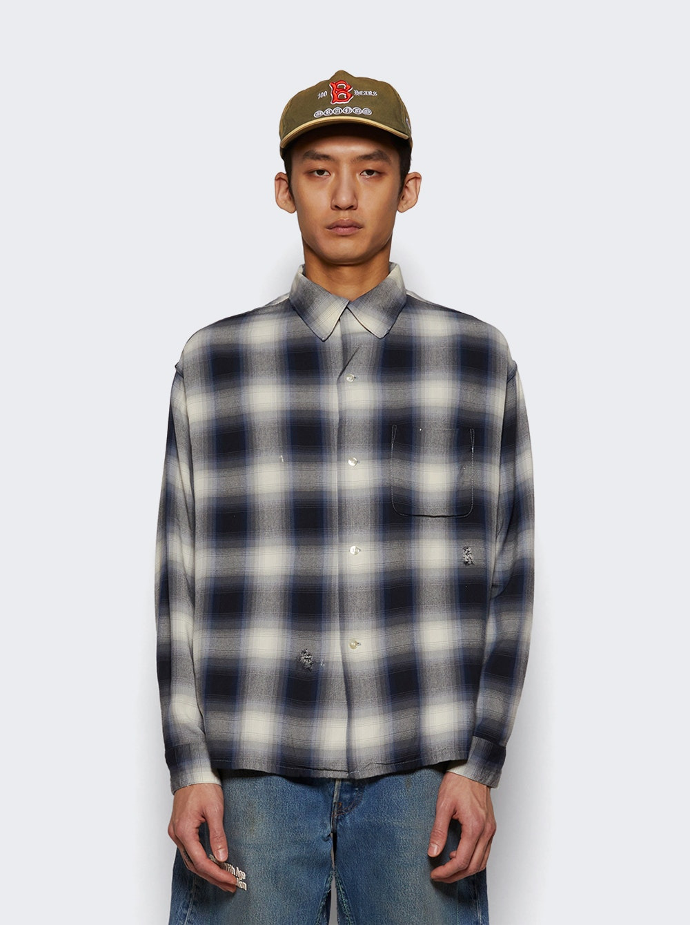 Long Sleeve Check Shirt Navy - 2