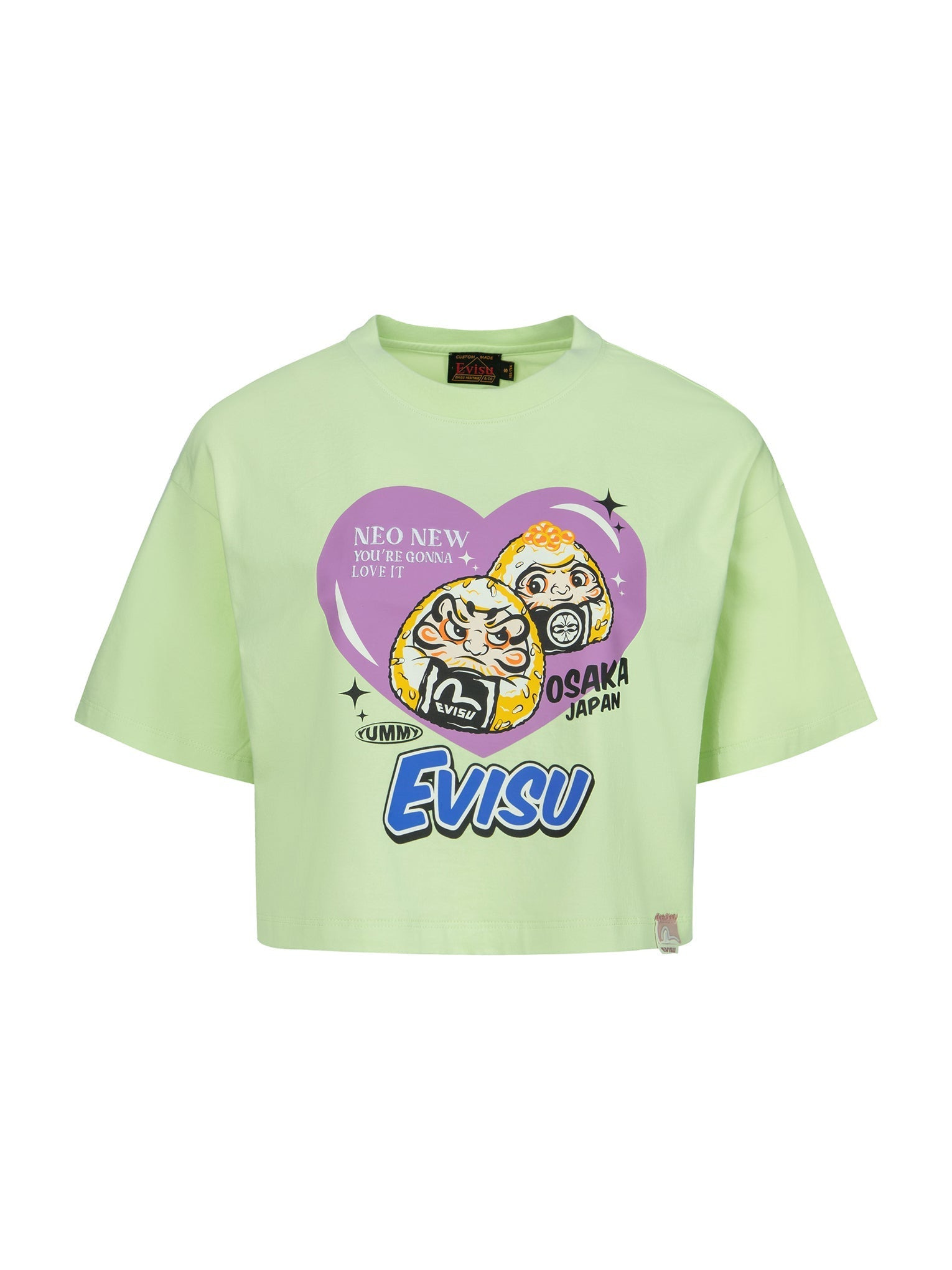ONIGIRI DARUMA AND HEART PRINT CROPPED T-SHIRT - 13
