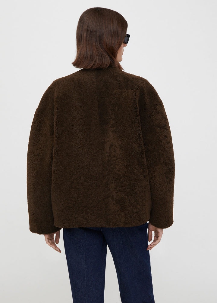 Teddy shearling clasp jacket saddle brown - 5