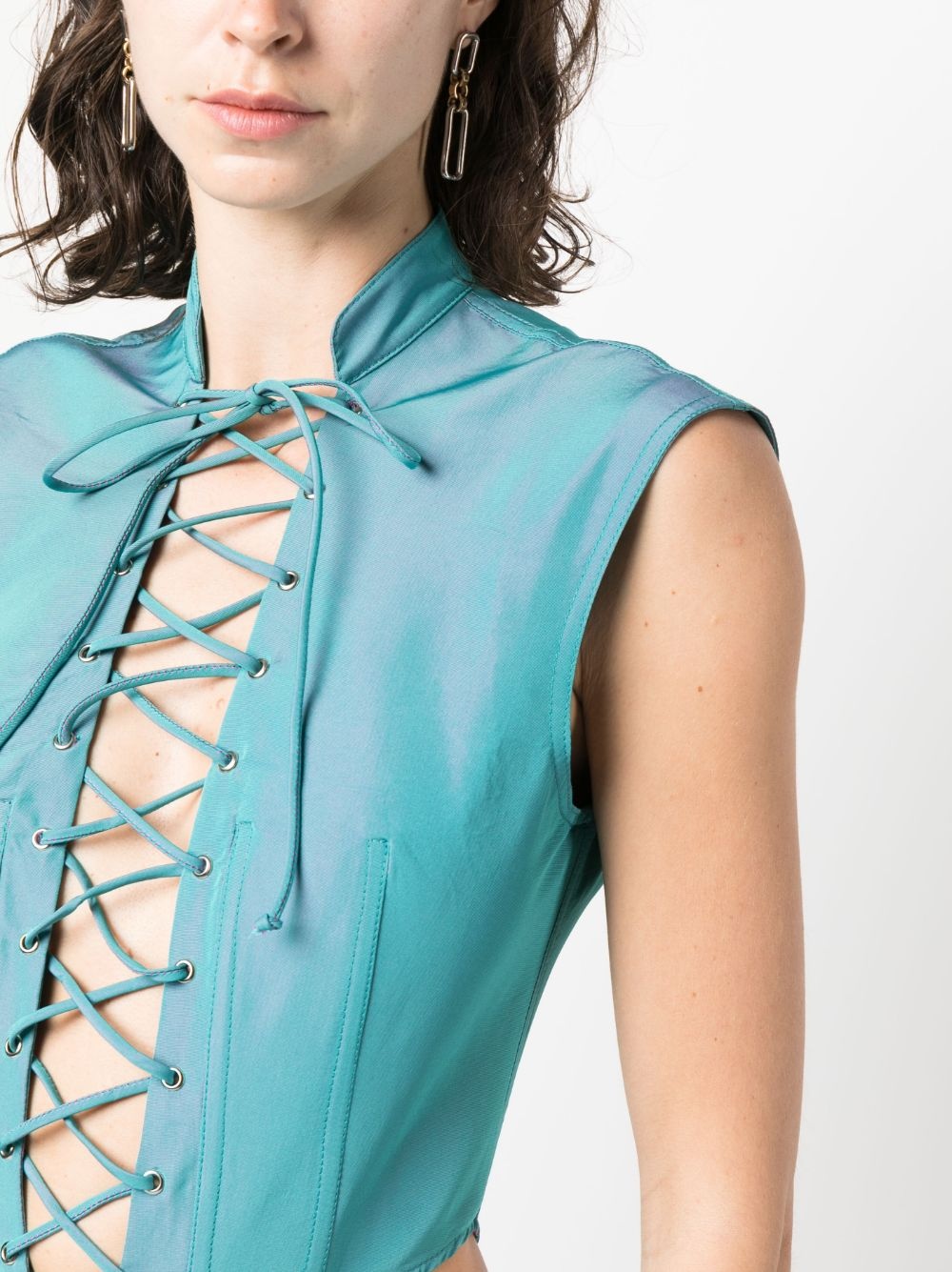 sleeveless lace-up bodysuit - 5