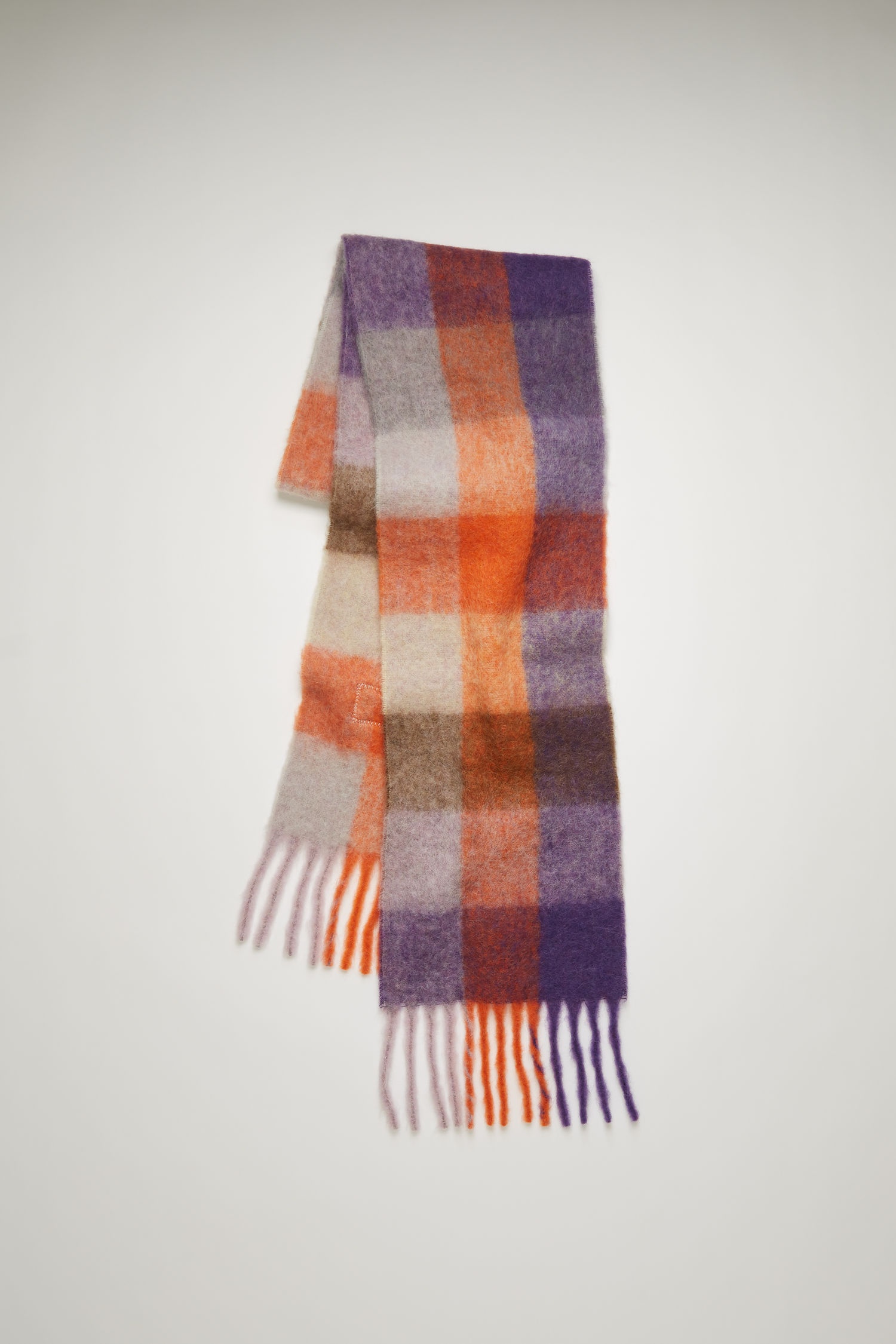 Multi check scarf lilac/orange/brown - 2