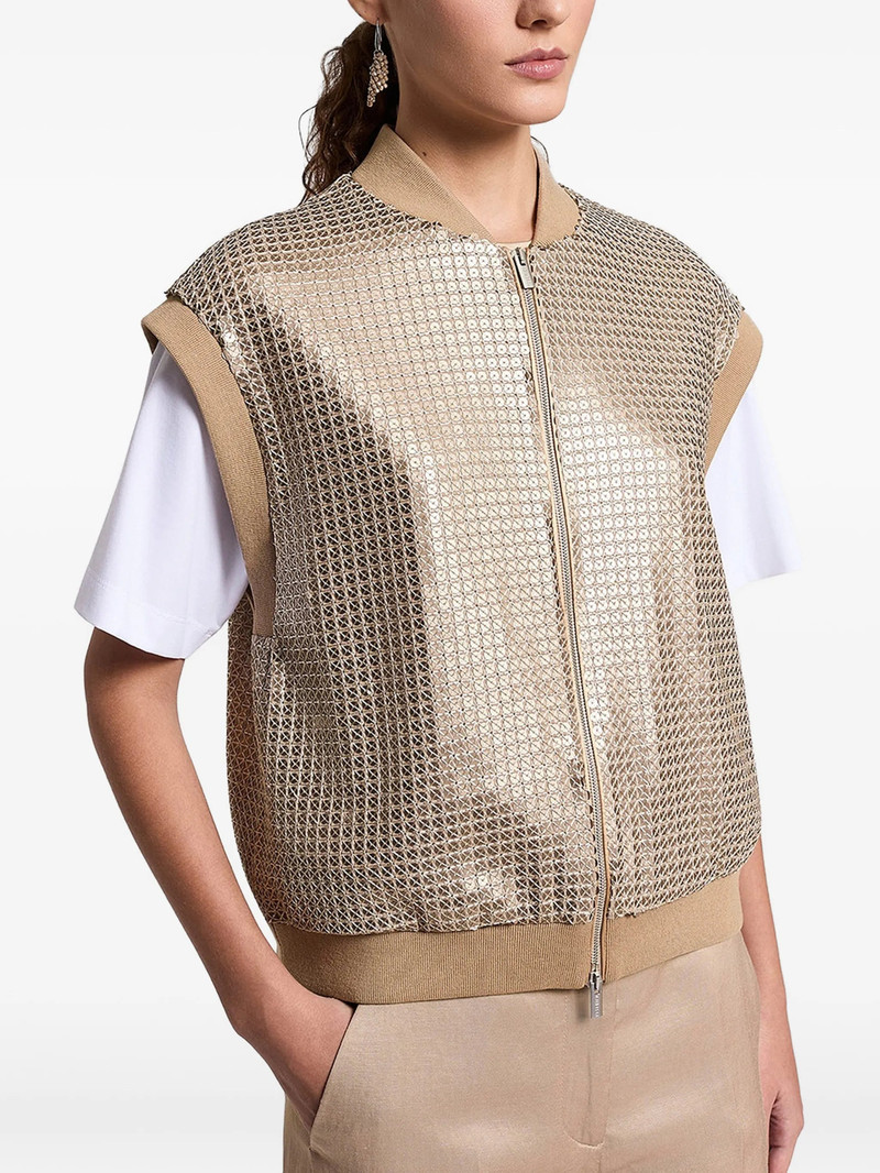 Peserico Sequin-embellishment Zip-up Gilet 5