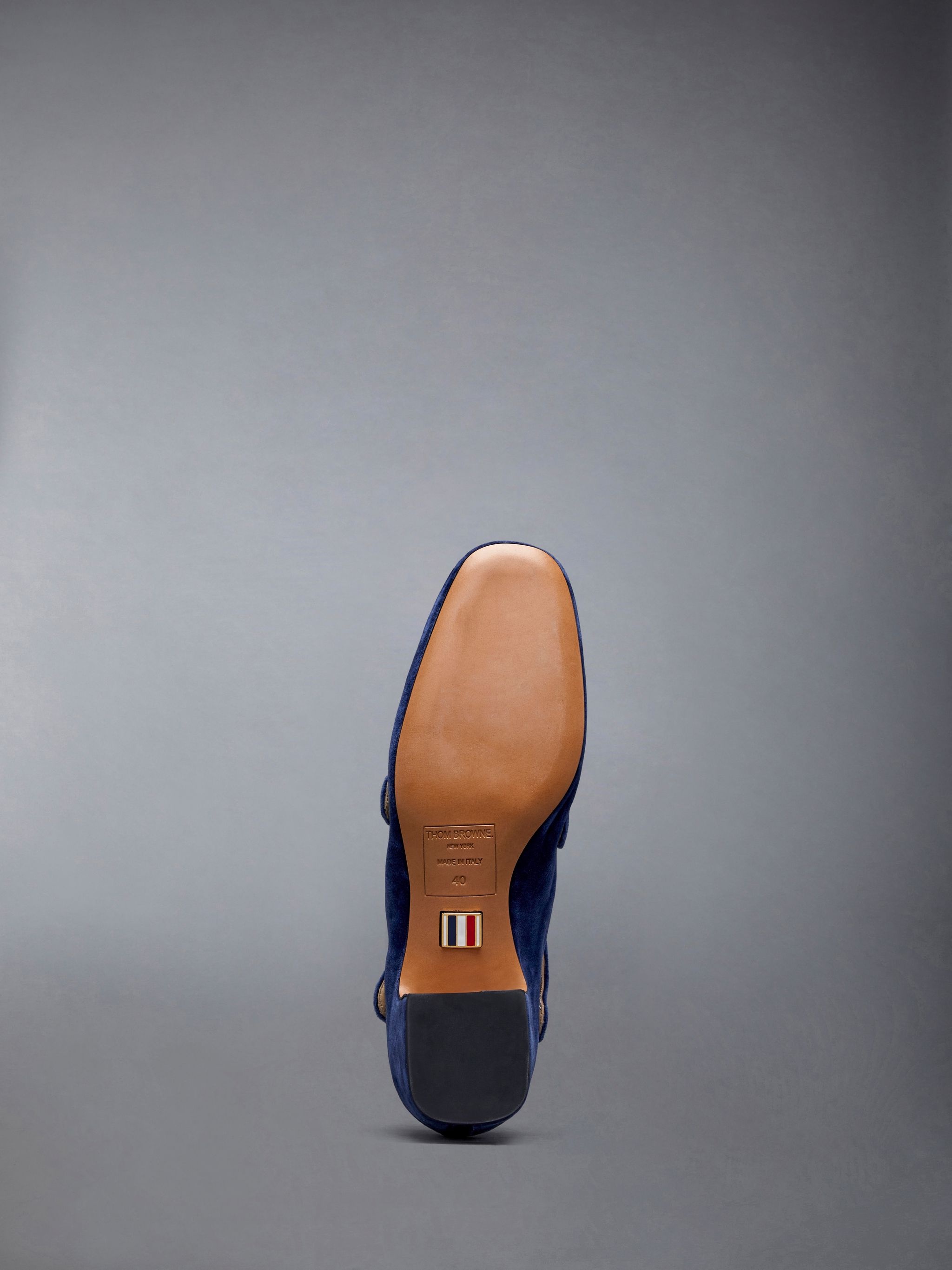 Velvet Criss Cross Button 40mm Block Heel Thom John - 6