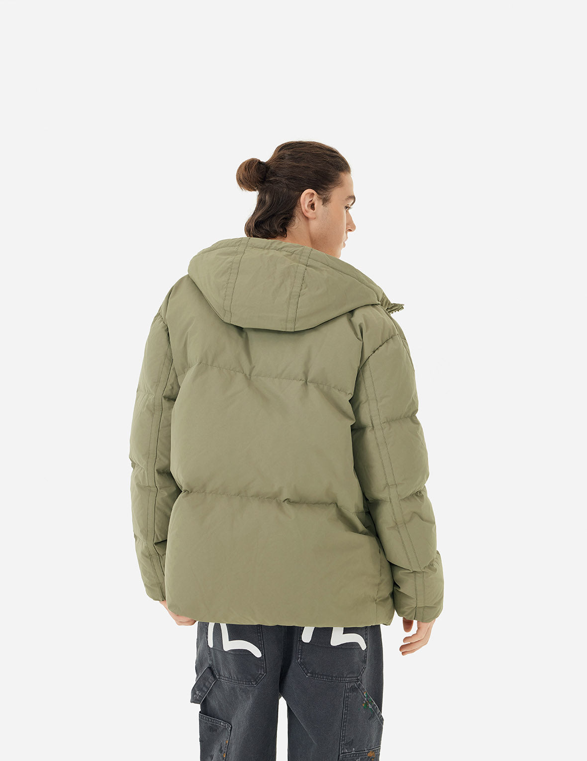 Seagull Embroidery Loose Fit Down Jacket - 13