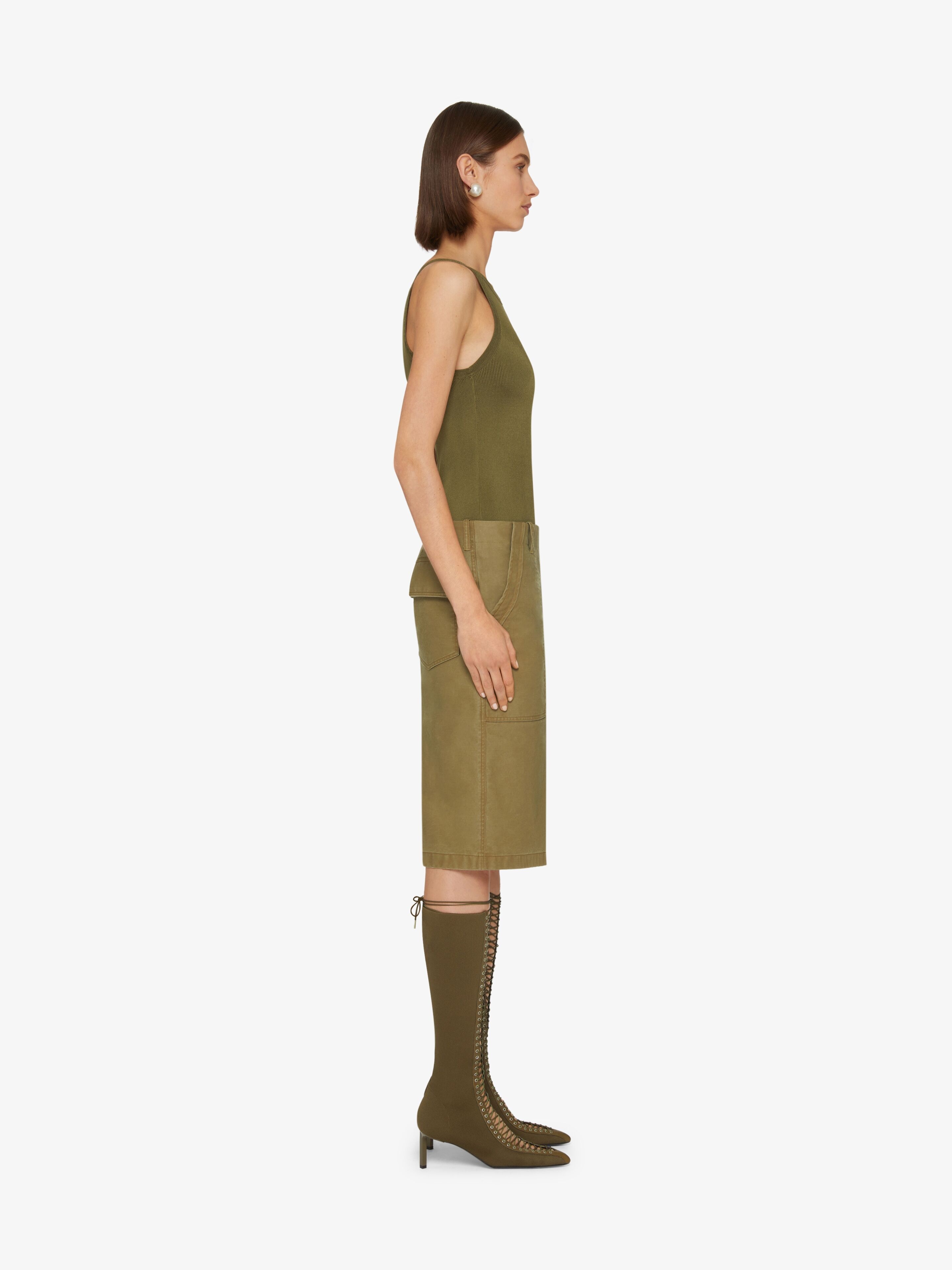 CARGO DRESS IN MIXED KNIT AND CANVAS - 3