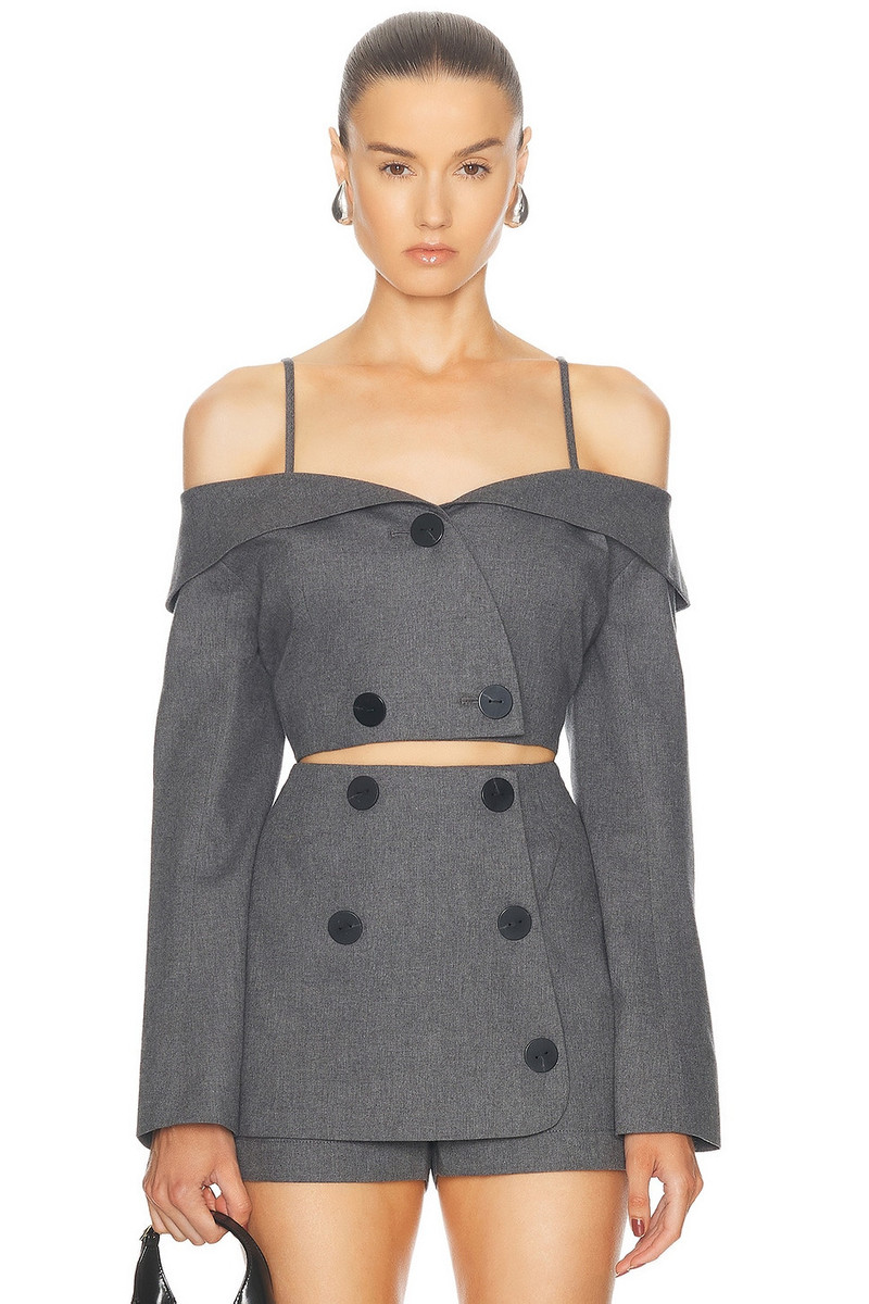 Off Shoulder Double Breasted Top 1