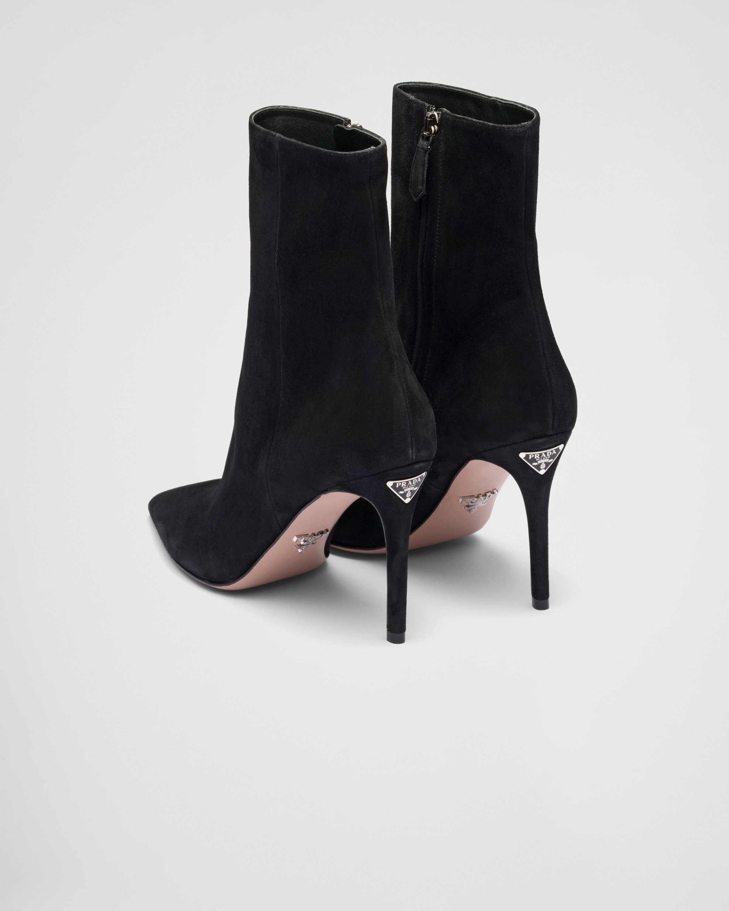 High-heeled suede booties - 5