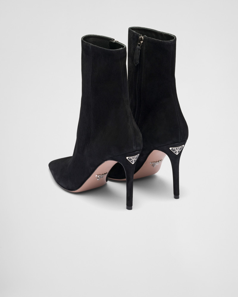 High-heeled suede booties 5