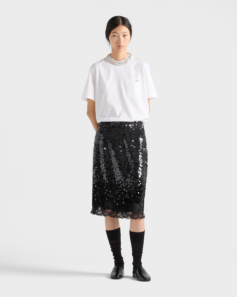 Prada Embroidered velvet midi-skirt outlook
