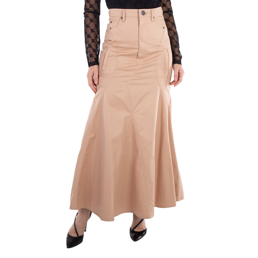 Burberry High-Waist Flared Cotton Skirt - 1
