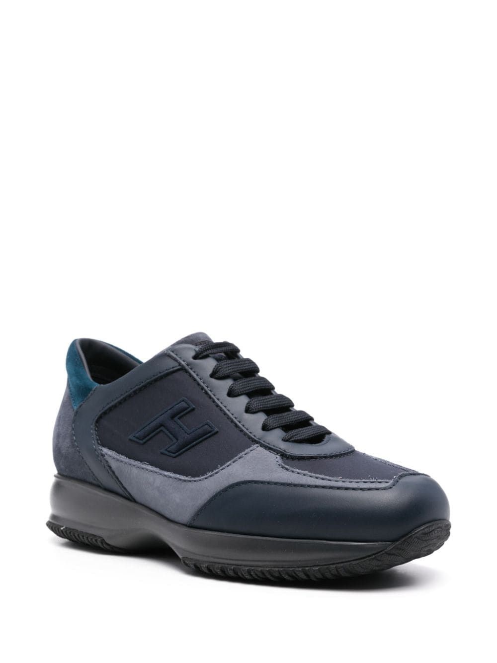 panelled suede-leather trainers - 6