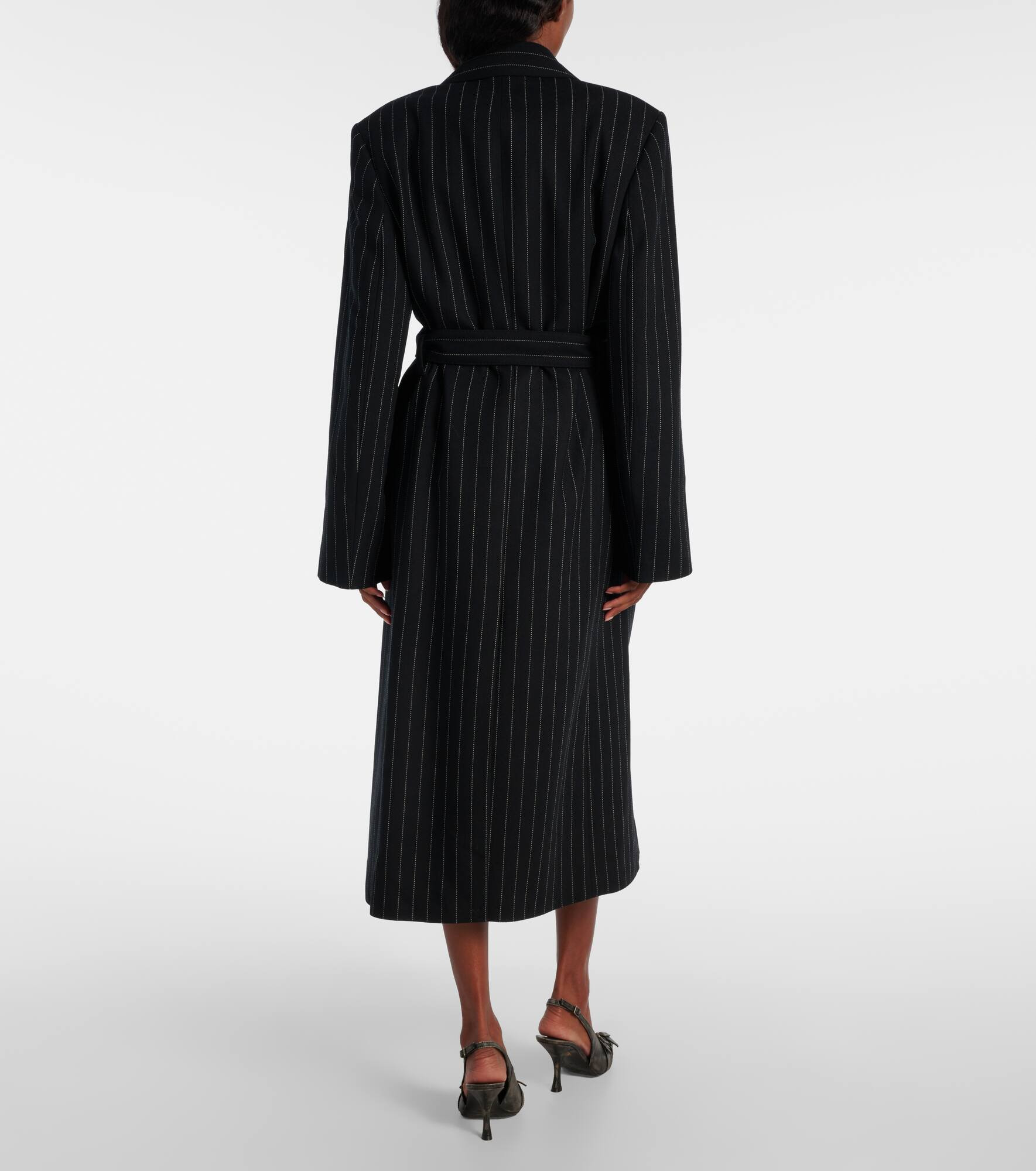 Olyx pinstriped wool coat - 3