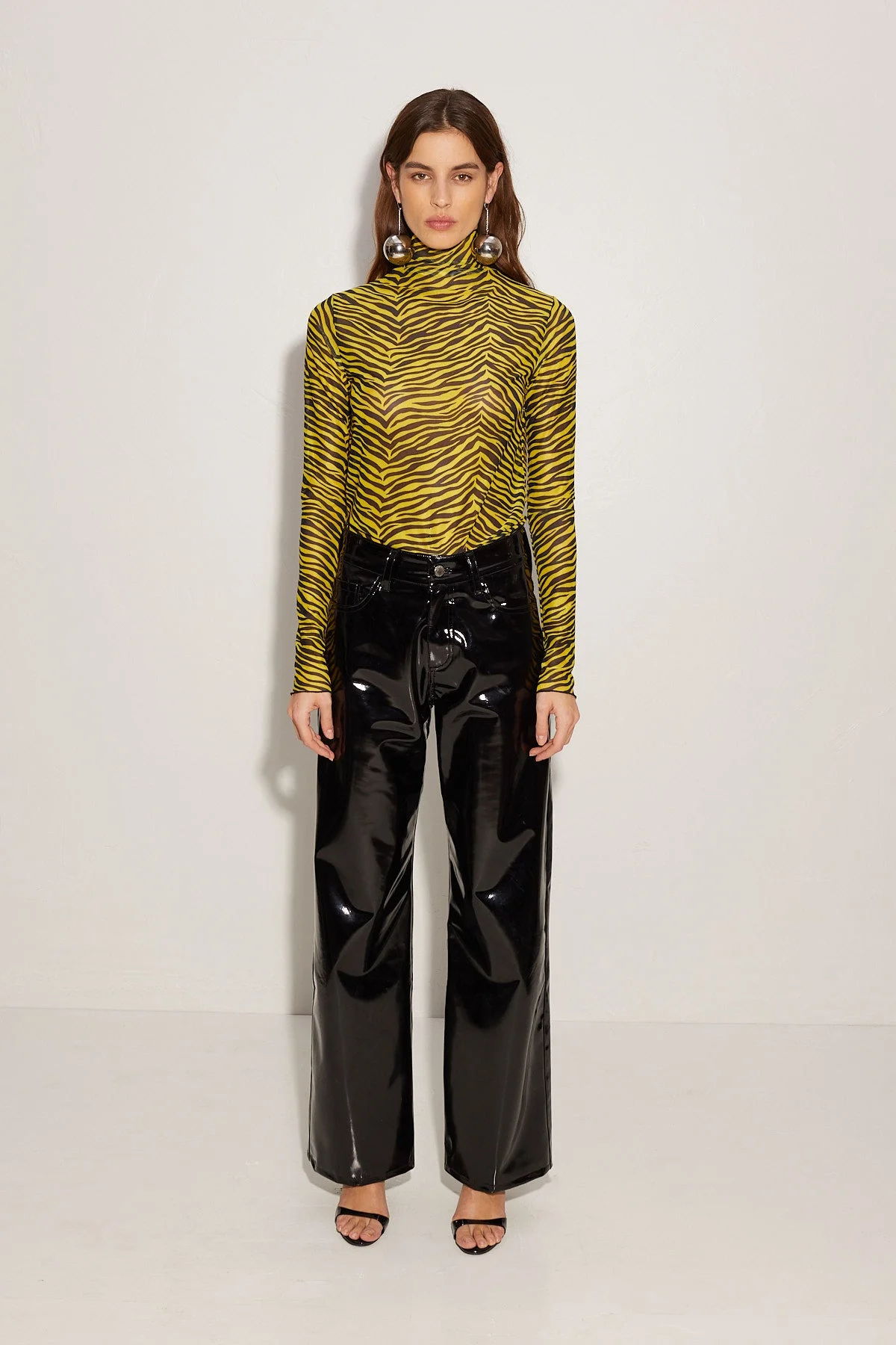 Patent Wide Leg Pant In Black - 1