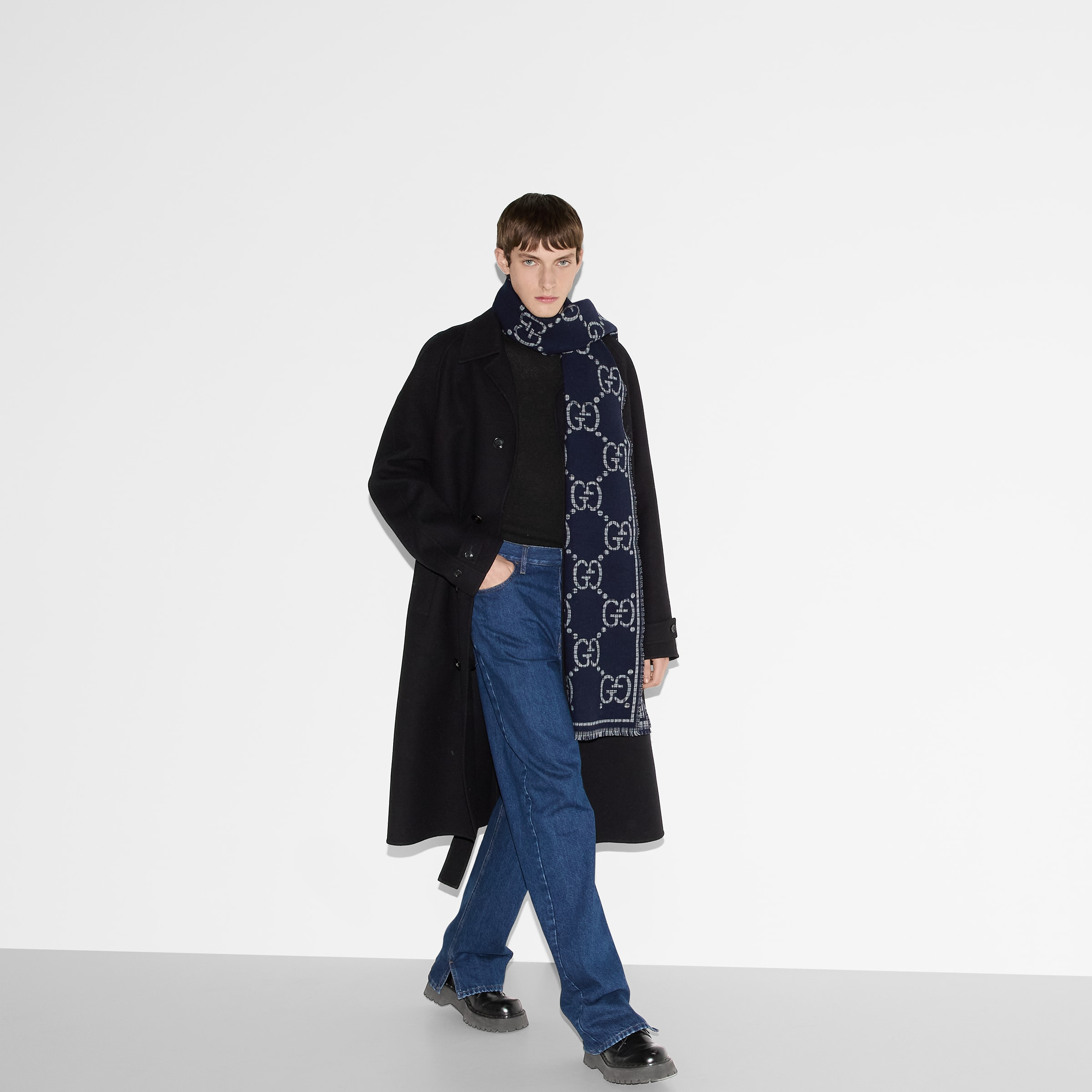 Check GG wool scarf - 3