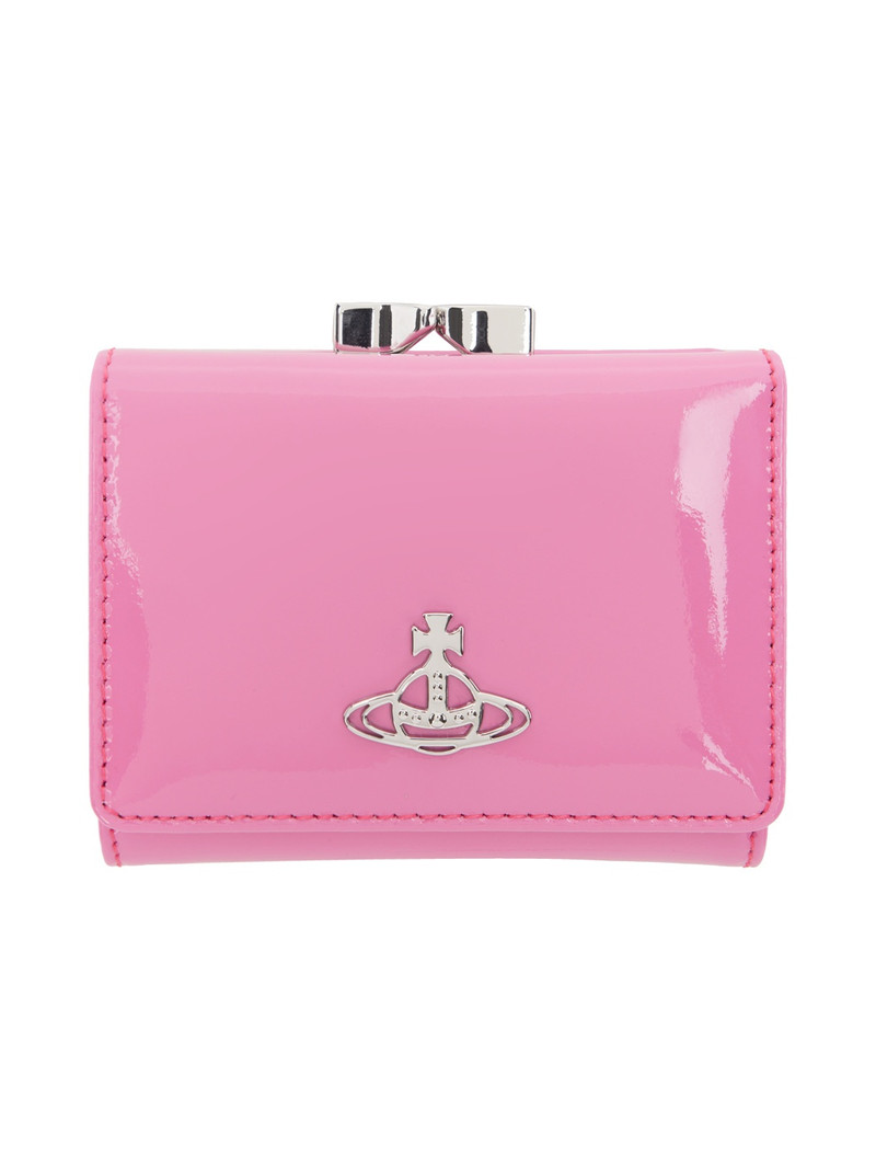 Pink Shiny Patent Small Frame Wallet 1