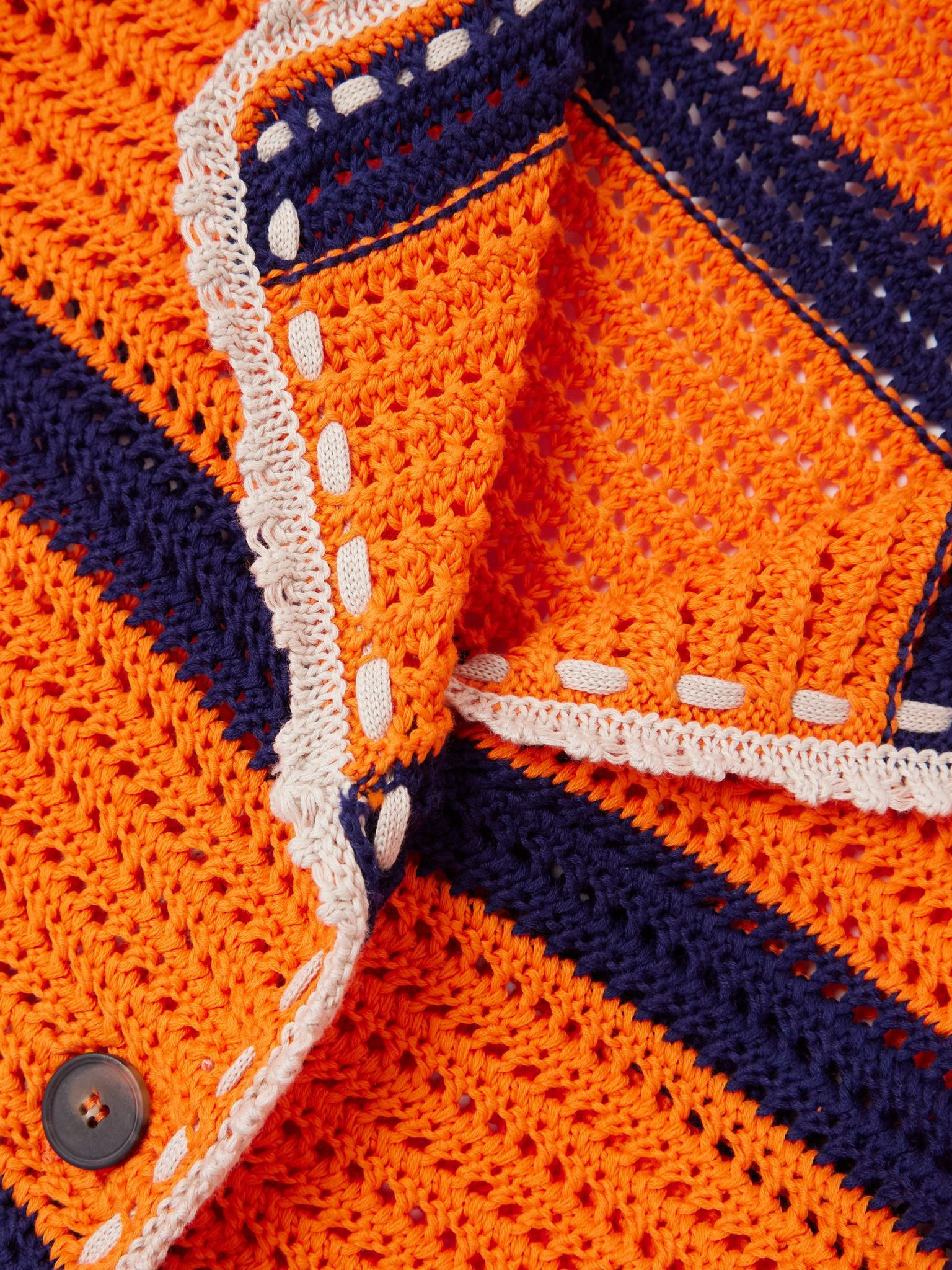 Salt 'N' Vinegar striped crocheted cotton shirt Orange - 5