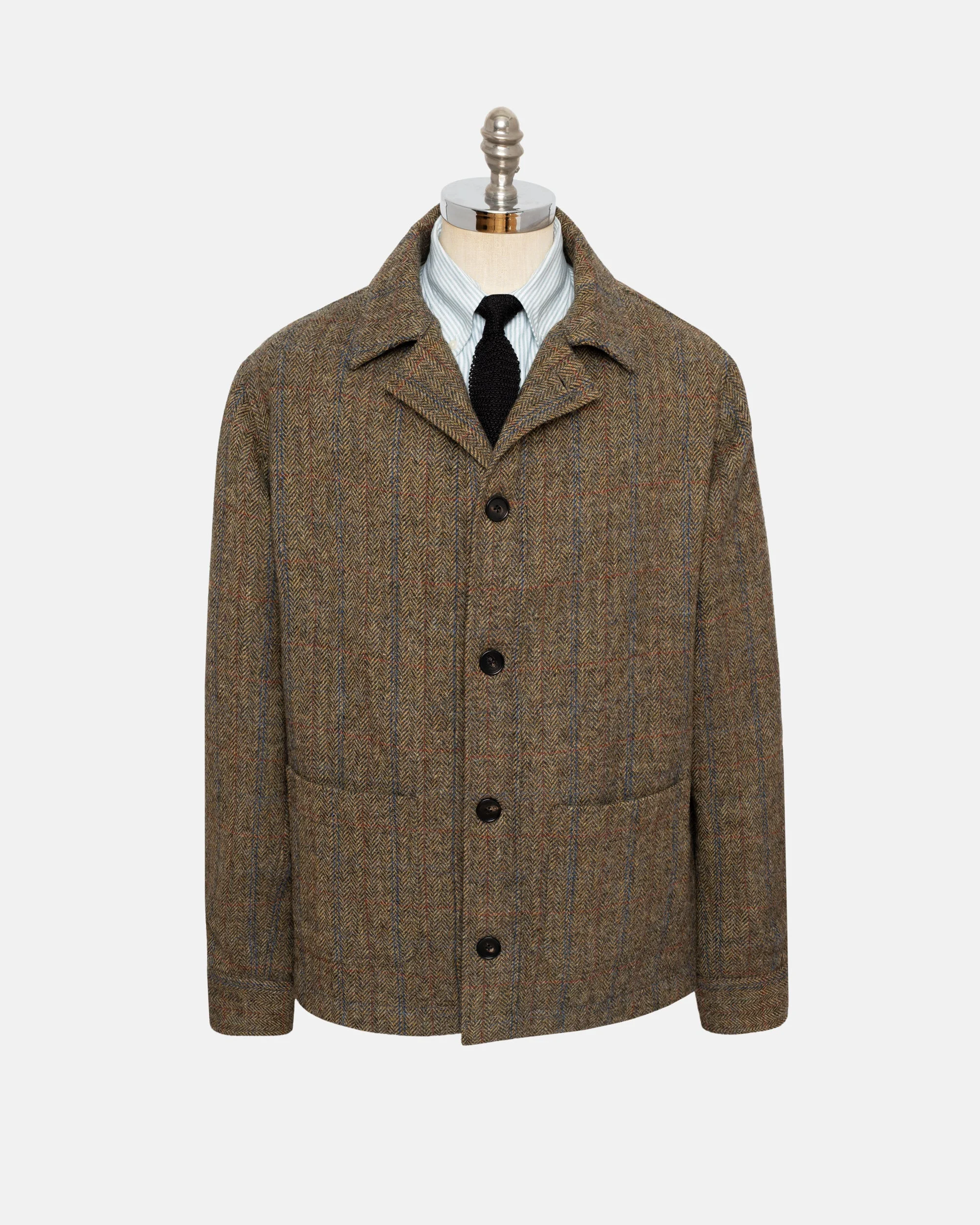 MADE-IN-ENGLAND TAN CHEVIOT TWEED CHORE COAT - 1